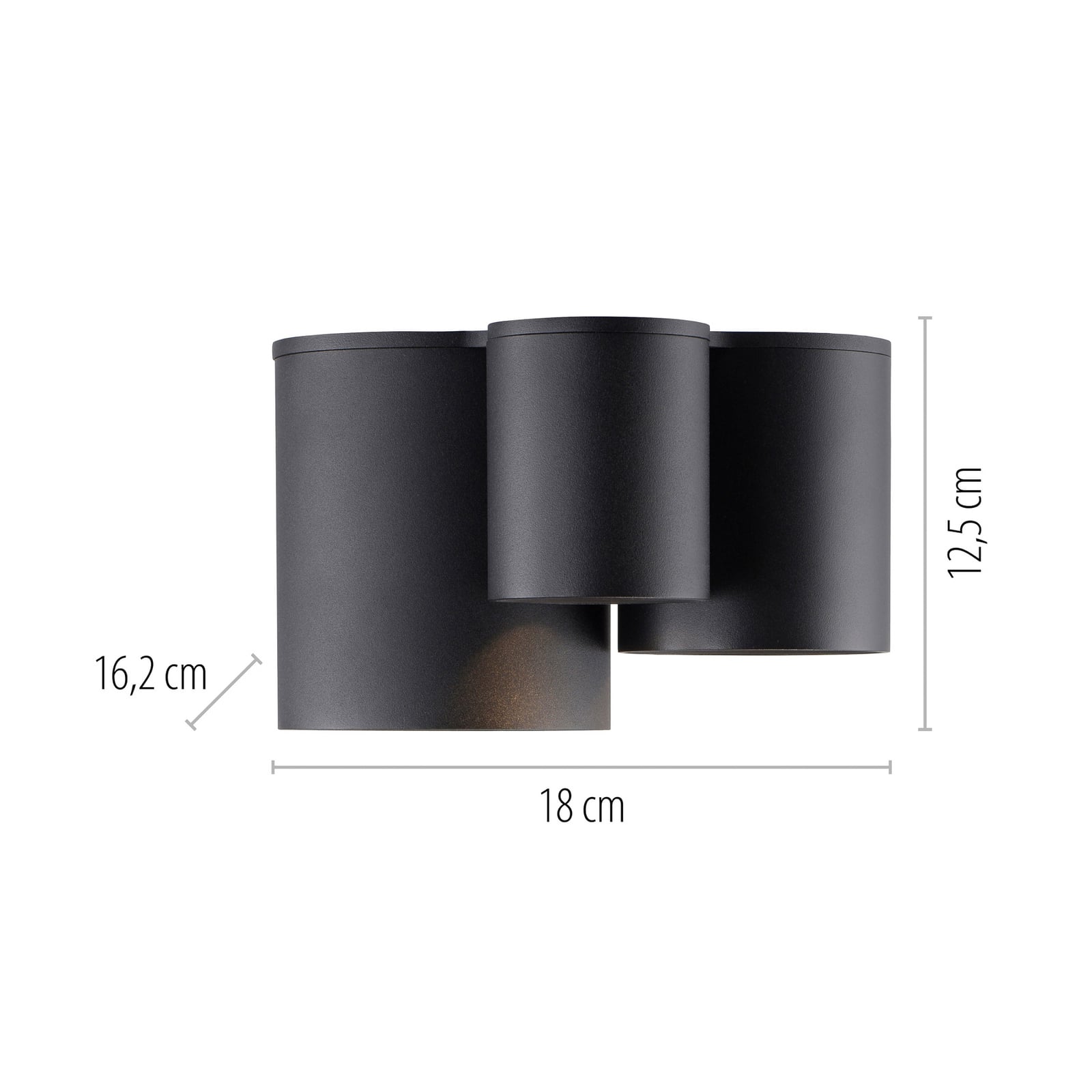 Point LED-Bad-Deckenlampe schwarz, 18cm, 3-flg., IP44 - PURE Point LED-Bad-Deckenlampe schwarz, 18cm, 3-flg., IP44 - PURE