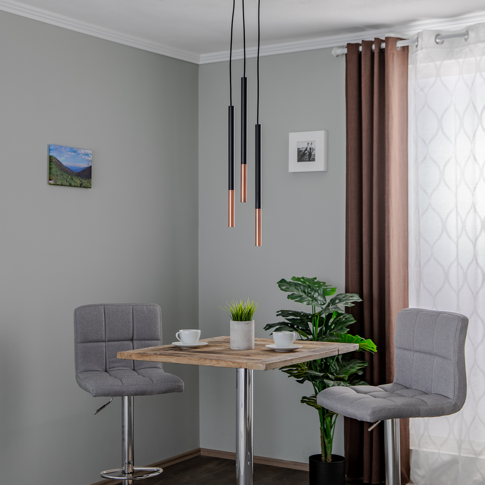 Euluna Thalassa hanger 3-lamps G9 zwart/koper rond