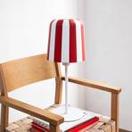 Dyberg Larsen table lamp Gry, red/white, height 49.5 cm, metal