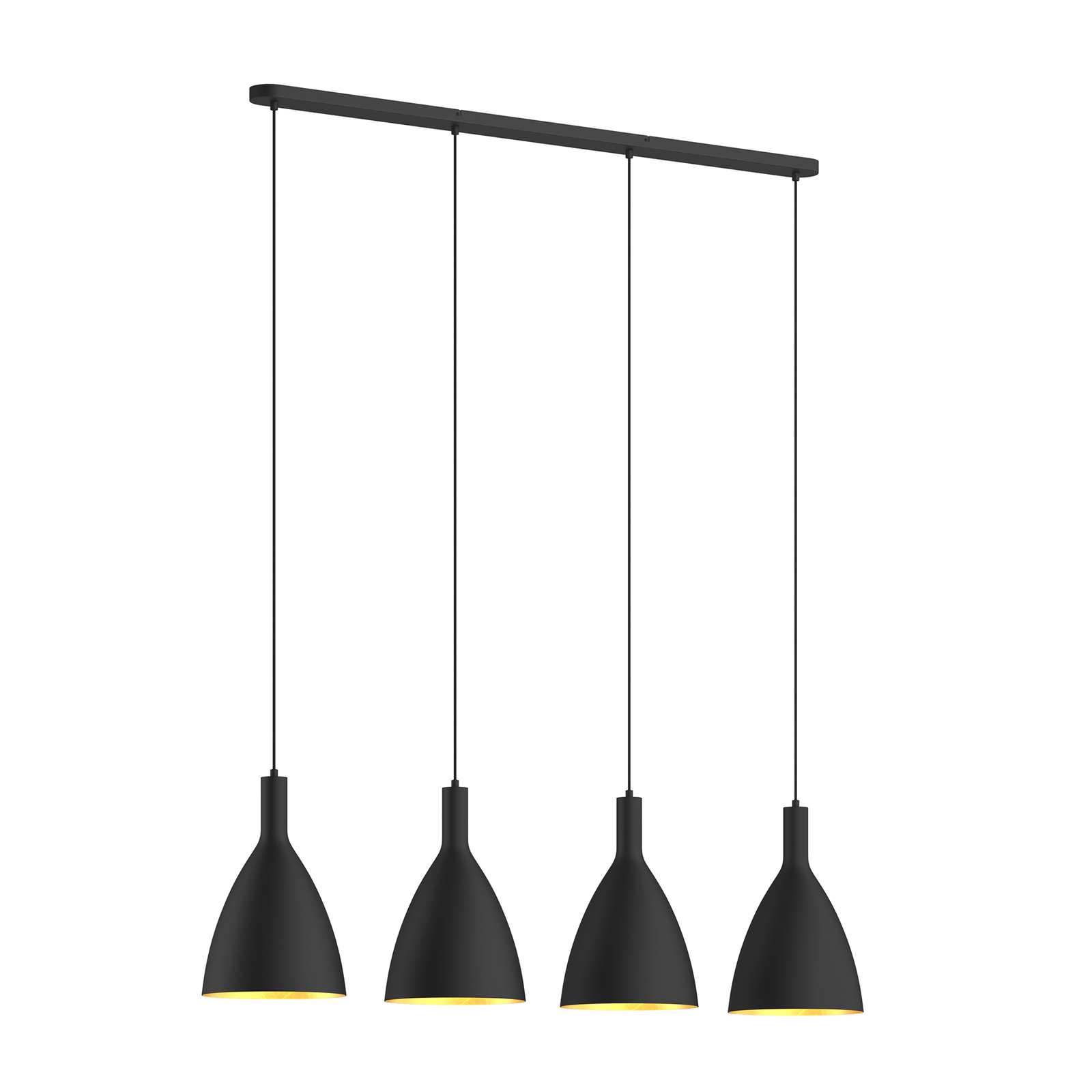 Arcchio Arthuria hanglamp, 4-lamps lang zwart