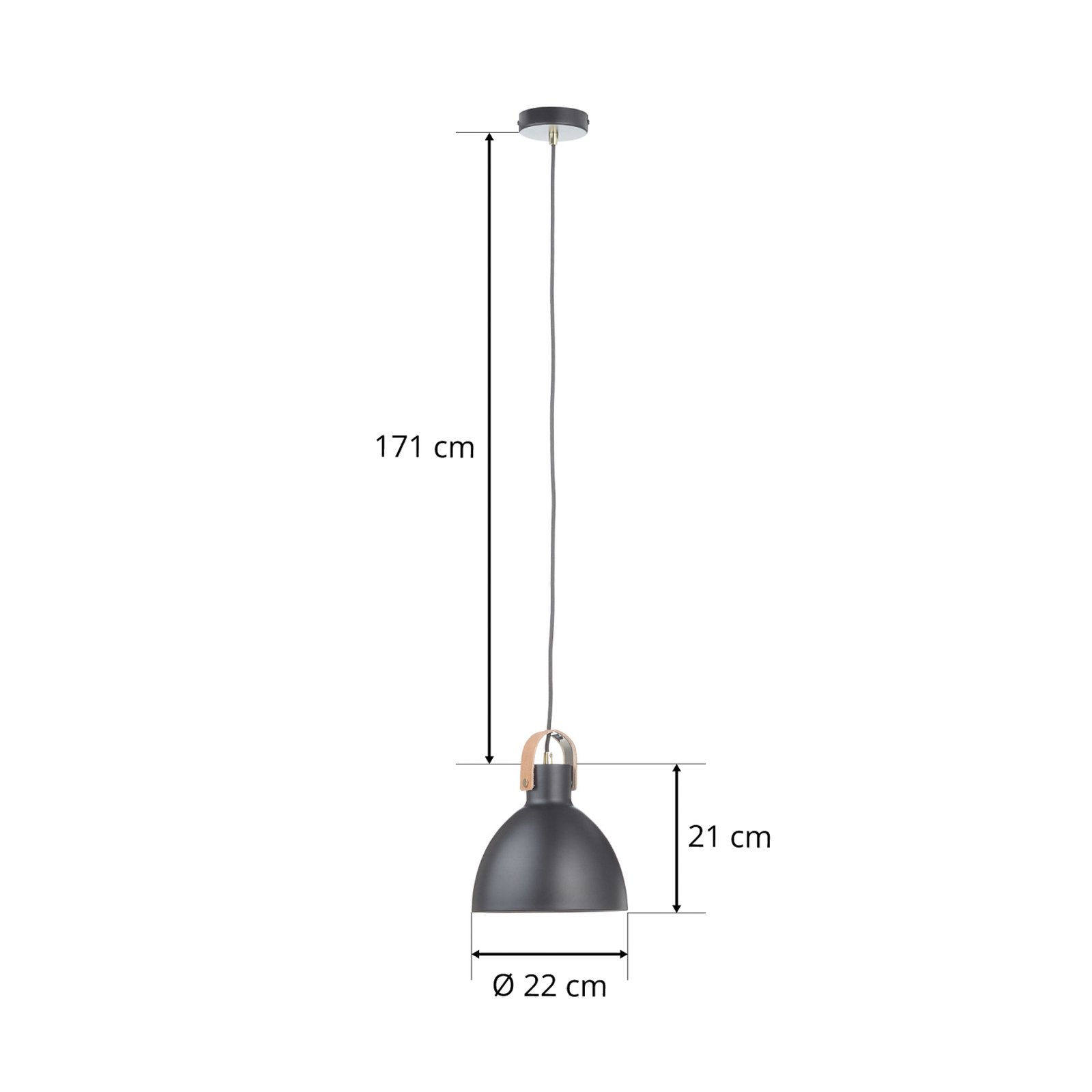 Závěsná lampa Eagle s kovovým stínidlem Ø 22 cm černá