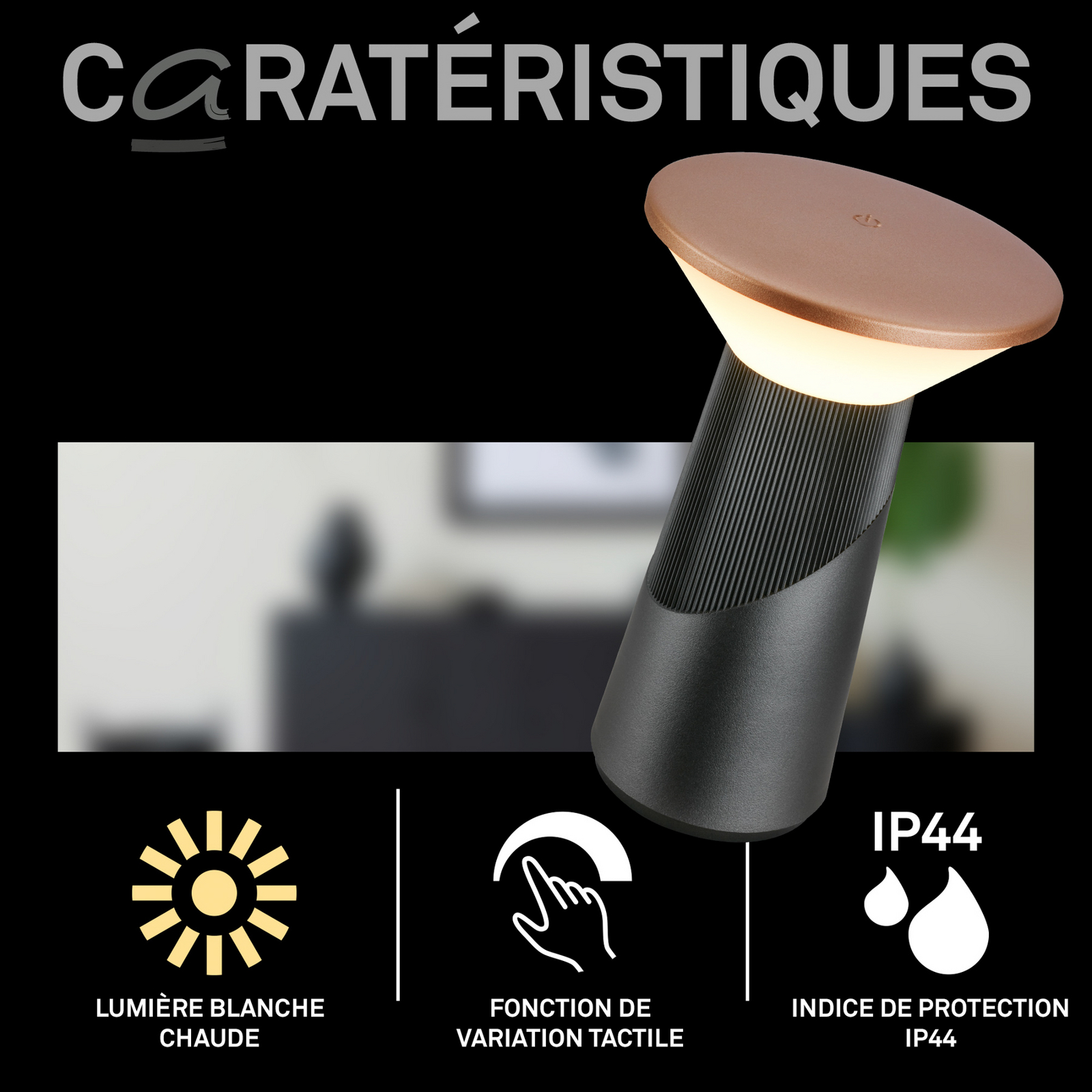 LED-Akku-Tischlampe Pilia, bronze/anthrazit, Höhe 24 cm IP44 LED-Akku-Tischlampe Pilia, bronze/anthrazit, Höhe 24 cm IP44