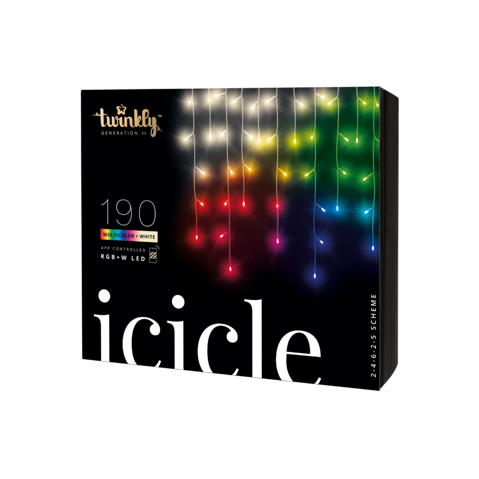Twinkly Icicle LED curtain light RGBW, 190 LEDs