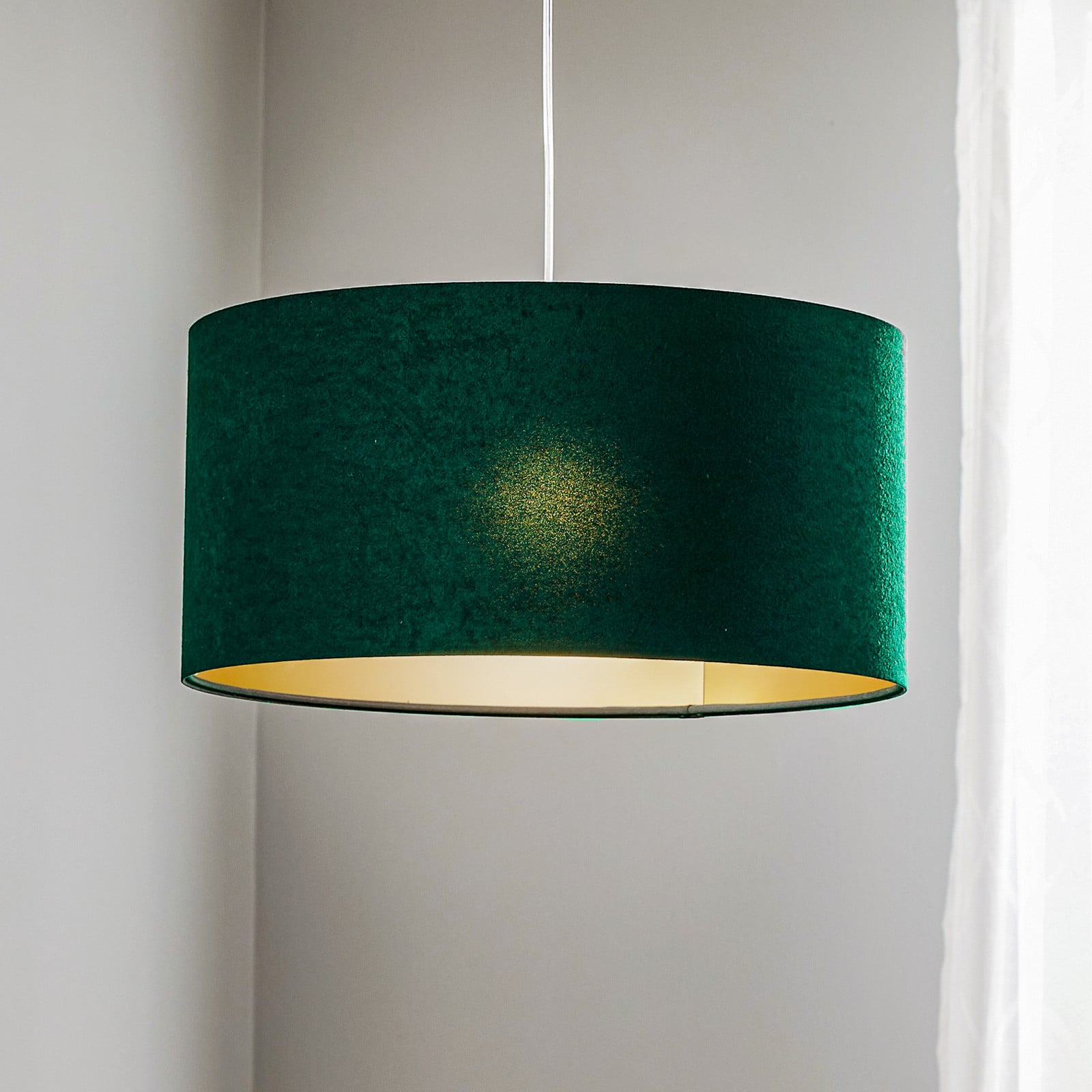 Maco Design Lampă suspendată Salina verde/auriu Ø 40cm - Camera de zi / sufragerie - modern - verde auriu - Țesătură / Textil