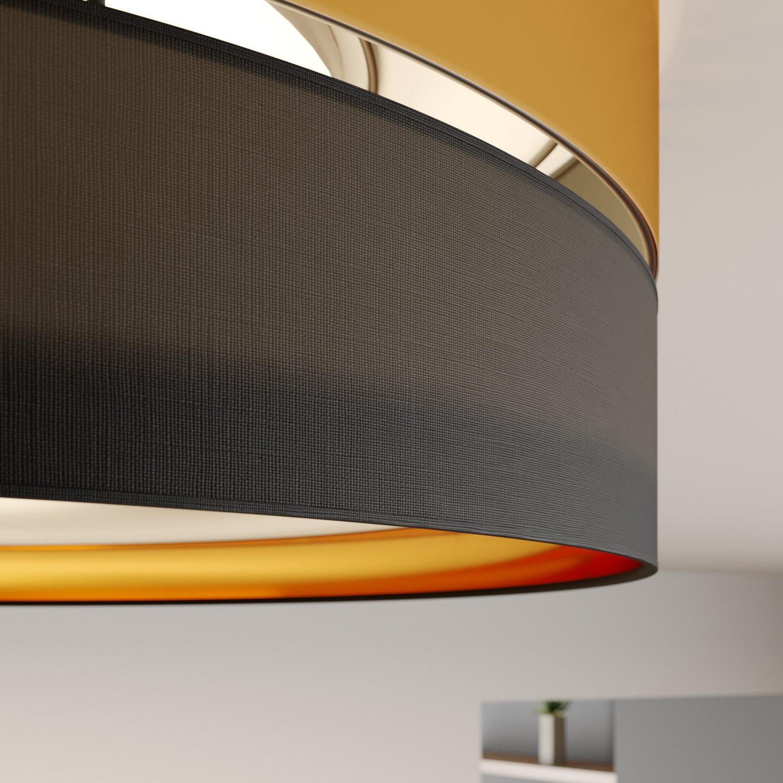 Hilton plafondlamp, zwart/goud, Ø 60cm