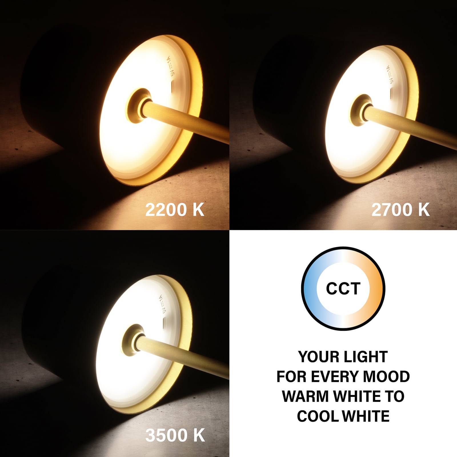 LED tafellamp Roxi, goudkleurig, metaal, IP54, dimbaar