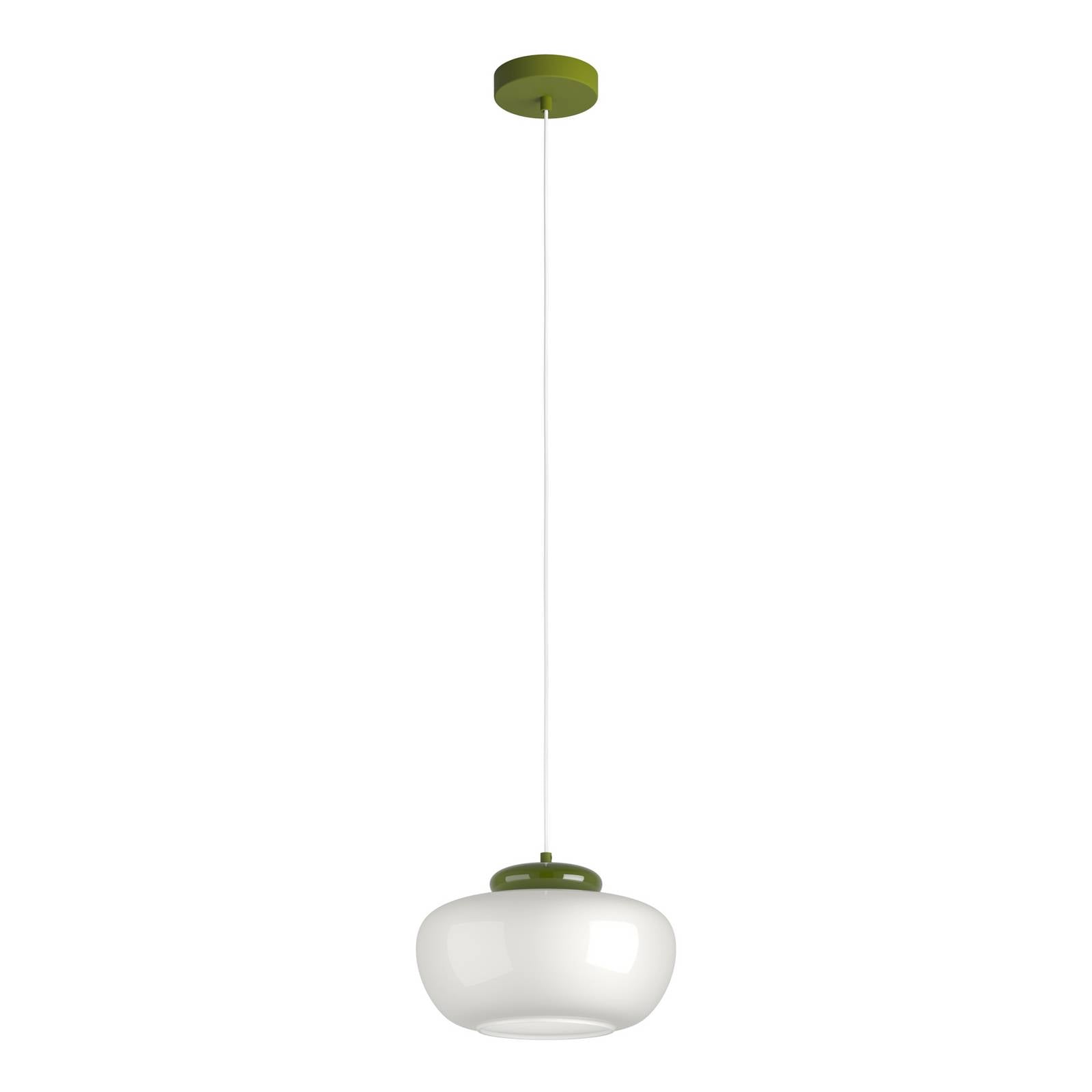Hängeleuchte Berardelli, weiß/grün, Ø 30 cm, Glas, E27