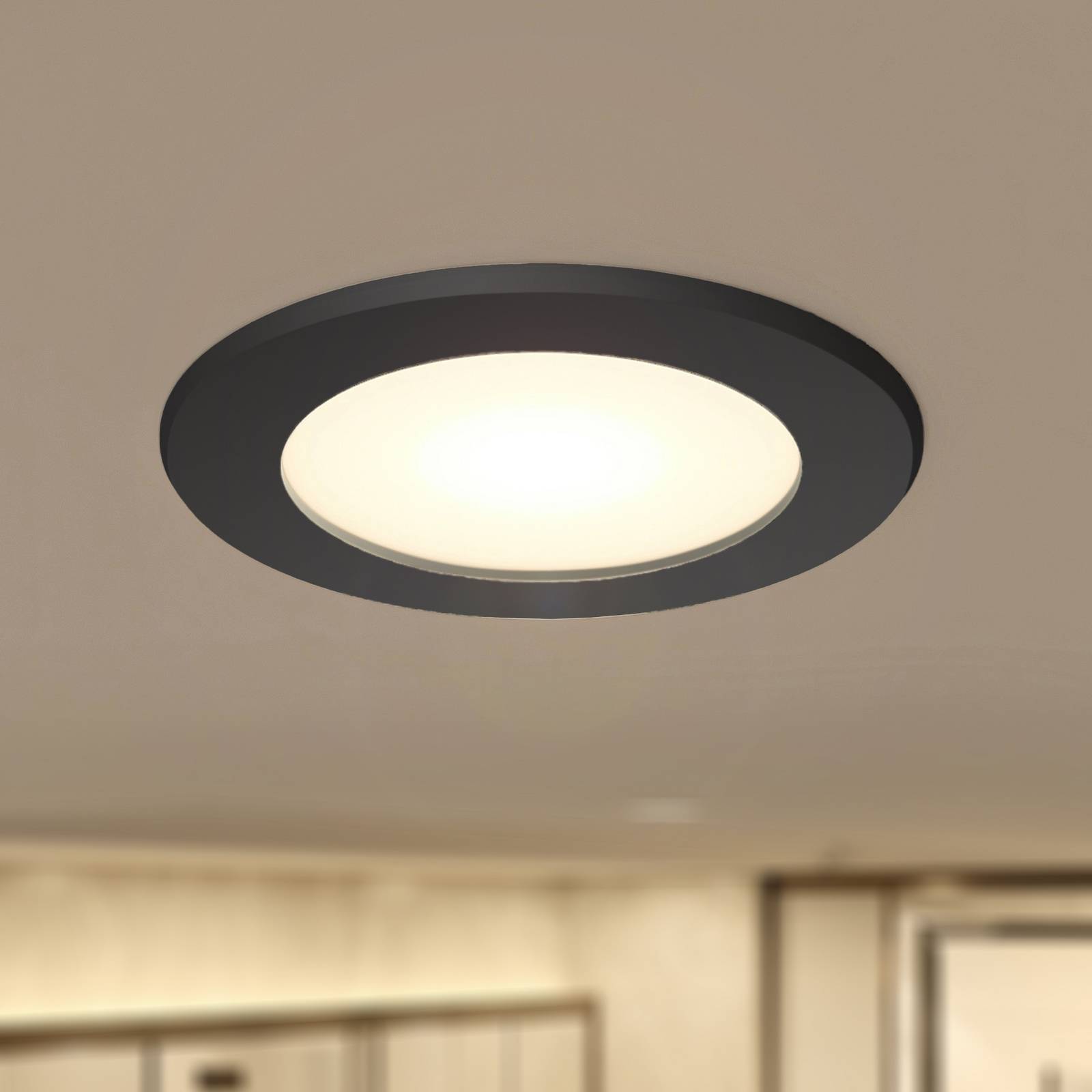 Prios LED-Einbaustrahler Rida, schwarz, 9,7cm, 7W, CCT günstig online kaufen