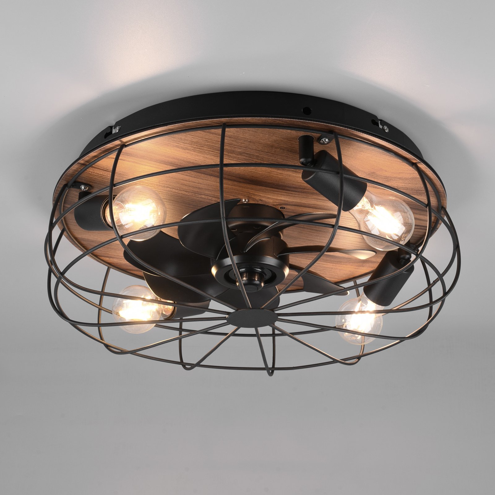 Trondheim ceiling fan, remote, 4 x E27, black