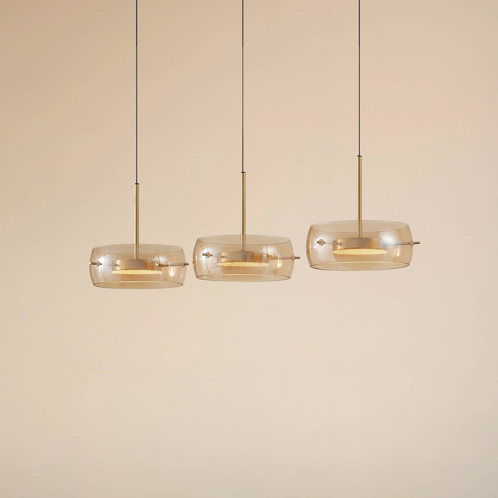Lucande LED-Hängeleuchte Martis, amber, 3-flg., dimmbar günstig online kaufen