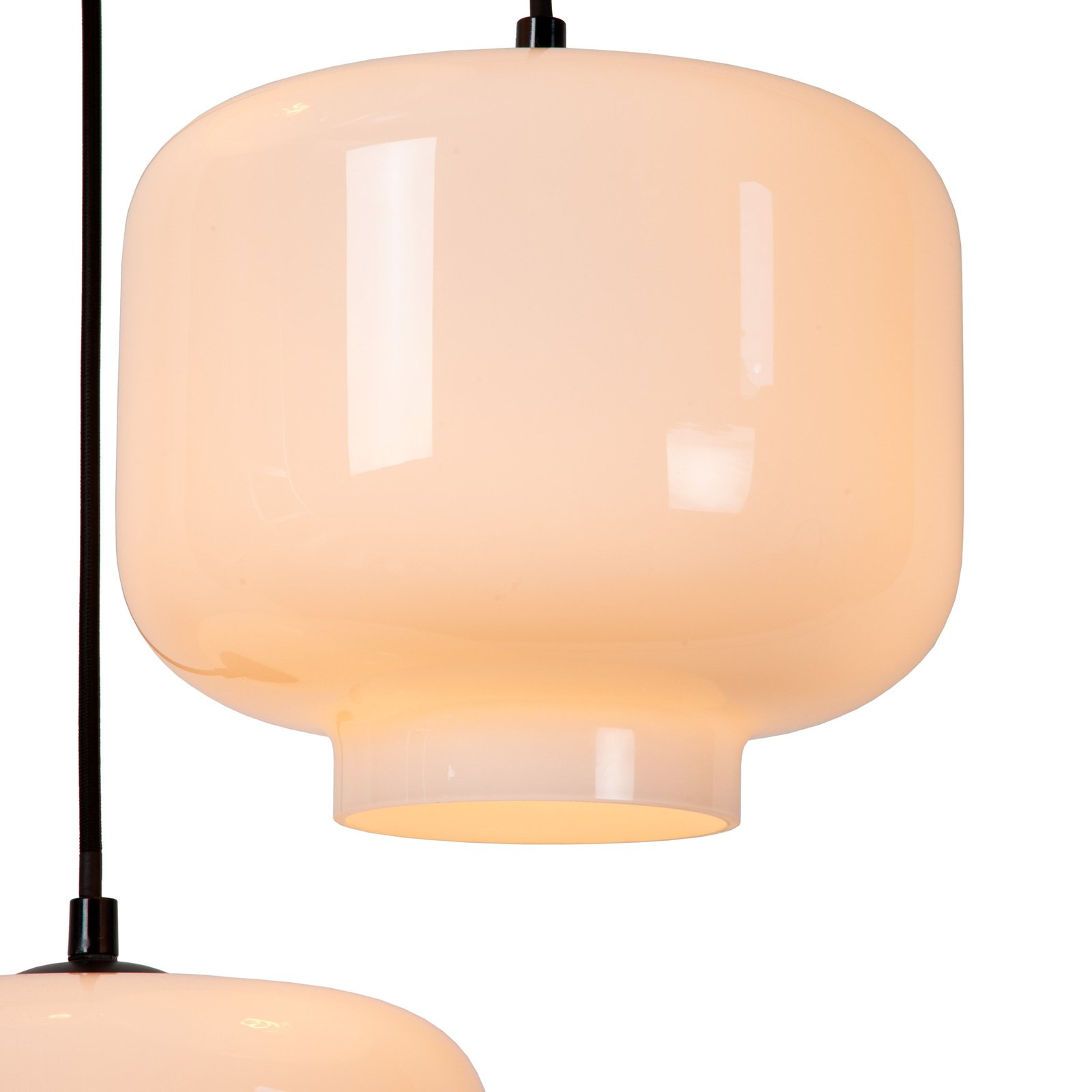 Medine hanglamp, opaal, hoekig, glas, 3-lamps, E27