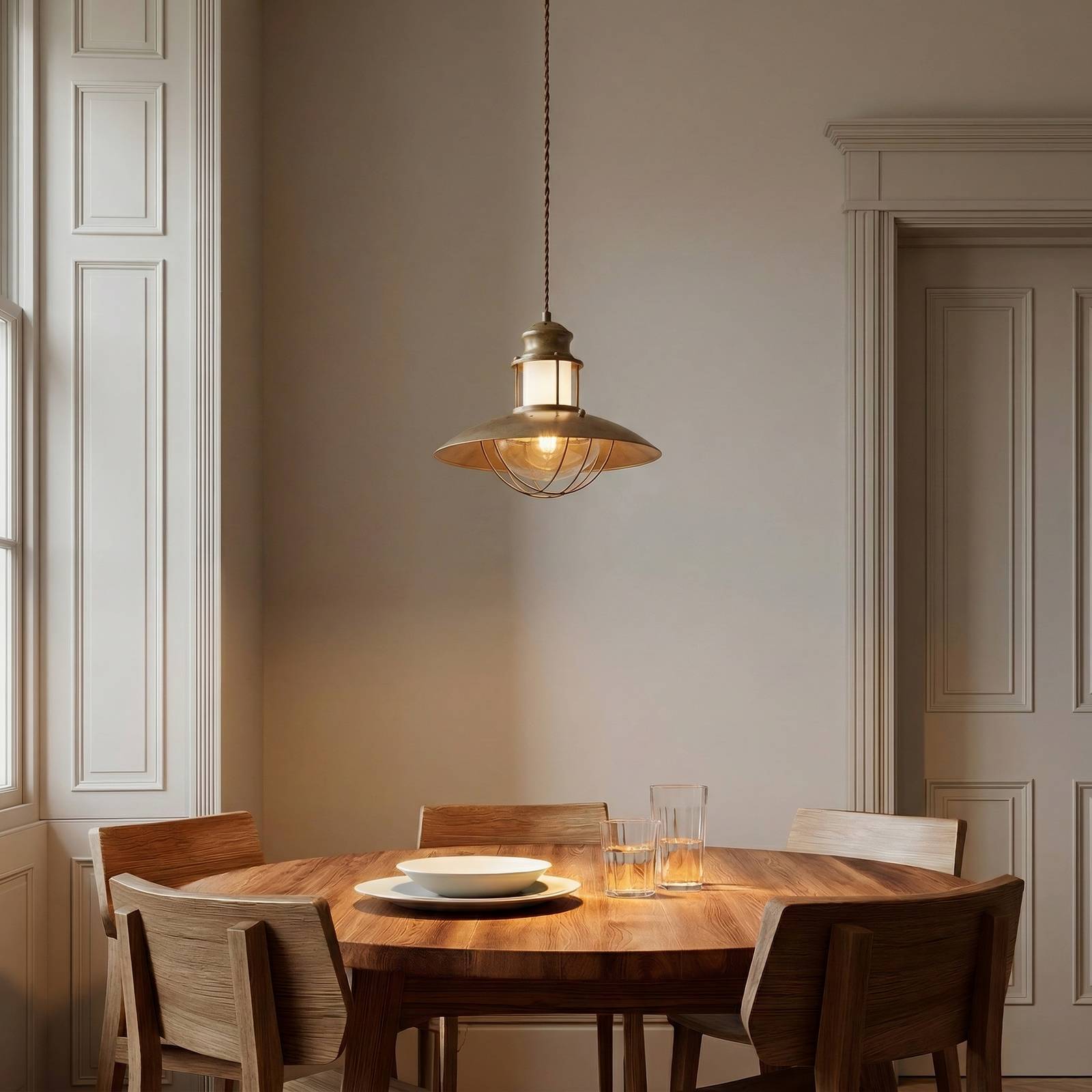 Lindby hanglamp Louisanne, bruin, metaal, Ø 35 cm