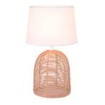 Marion table lamp, rattan and fabric, Ø 30 cm