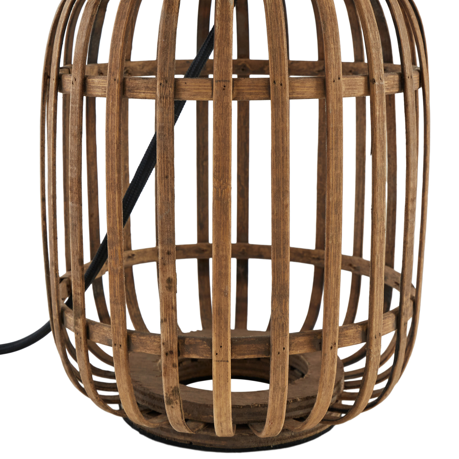 Stolná lampa Lindby Marzanna, sivá, bambus, 42,5 cm, E27