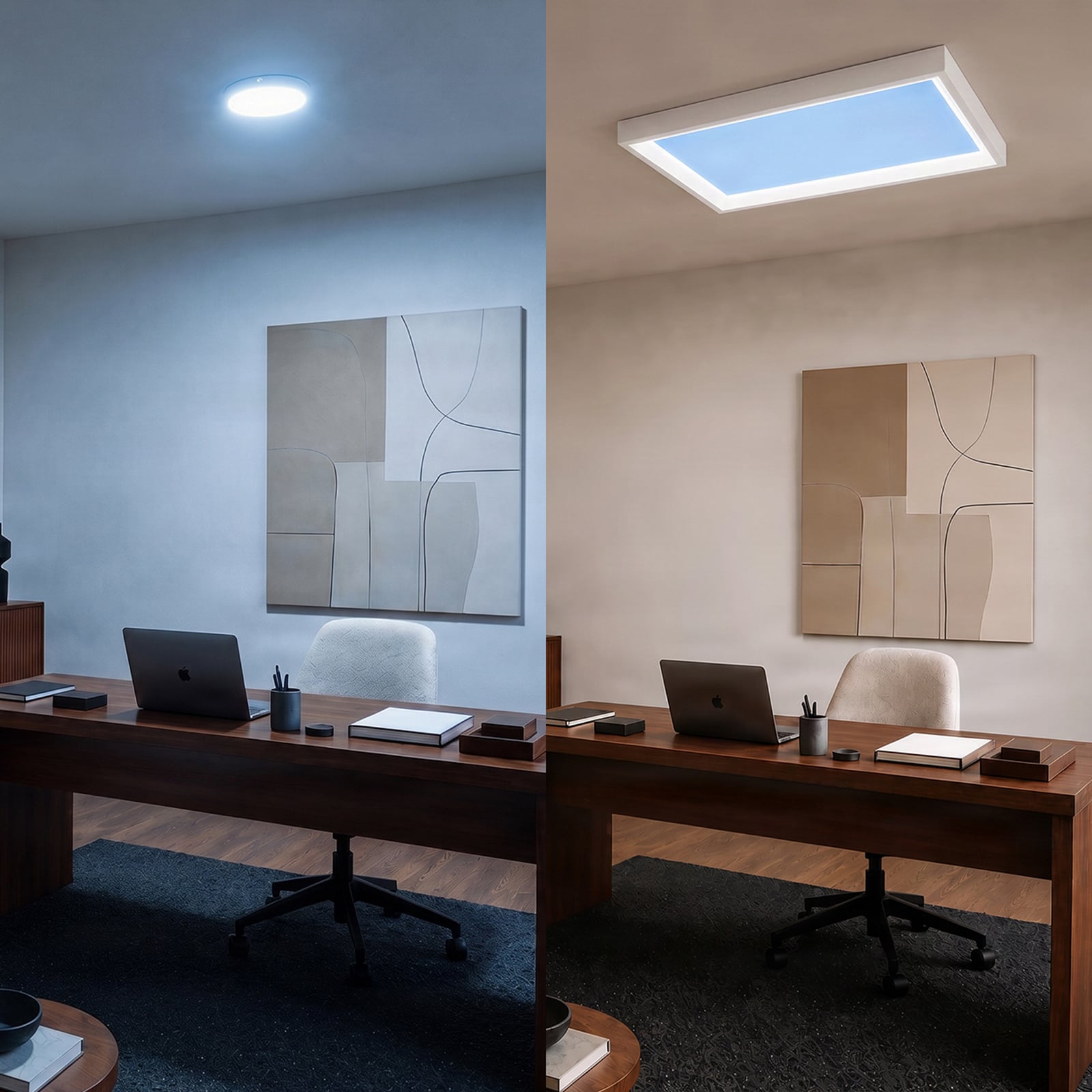 Lucande plafondlamp Sky met daglicht-effect, 90x60