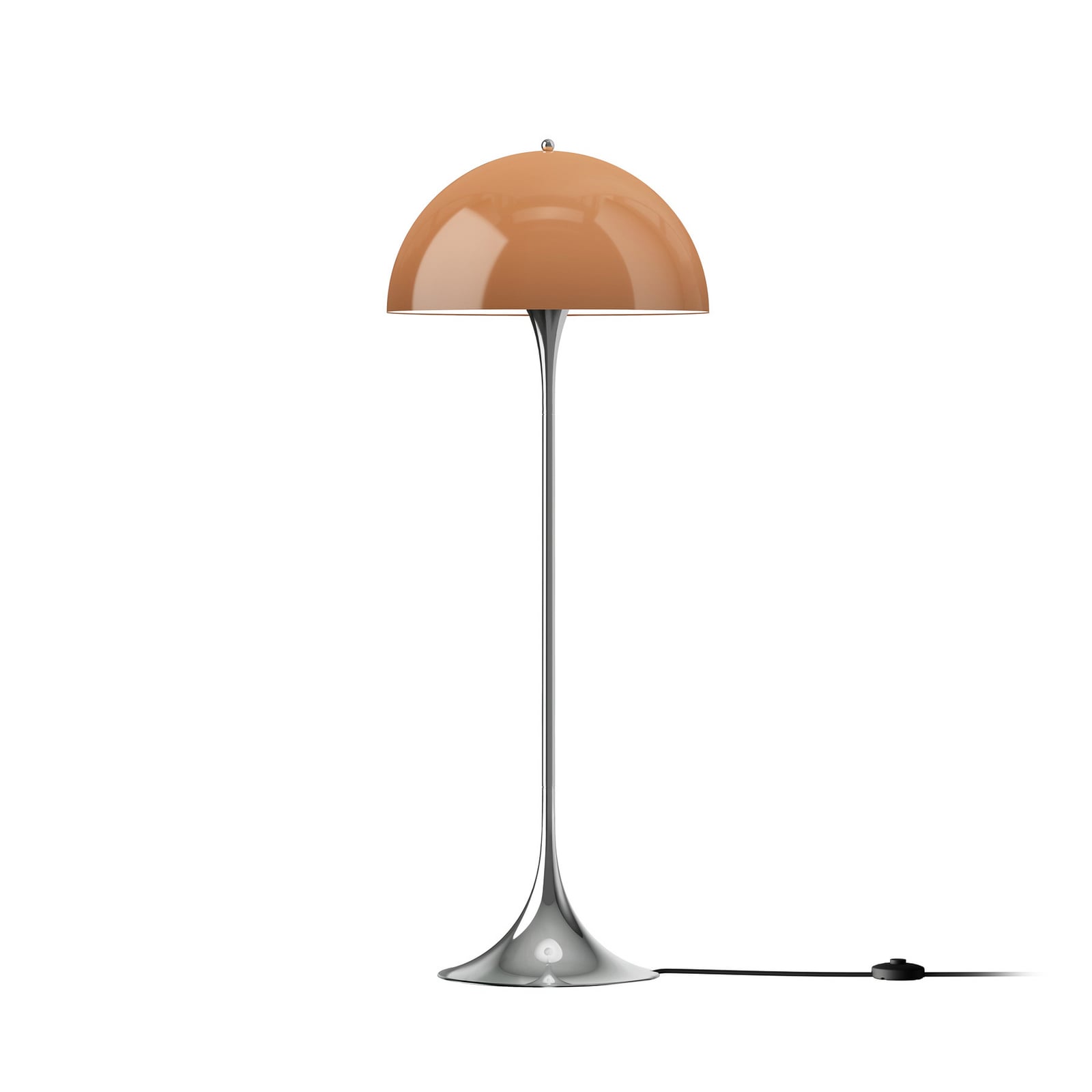 Panthella-maavalaisin, ruskea/kromi, korkeus 129 cm – Louis Poulsen Panthella-maavalaisin, ruskea/kromi, korkeus 129 cm – Louis Poulsen