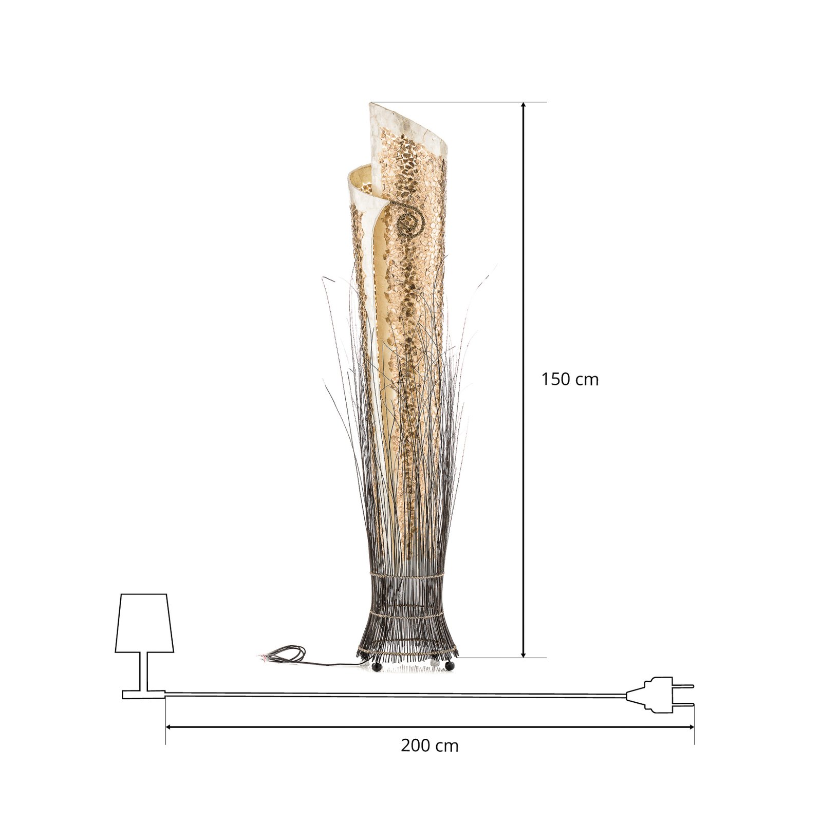 Exotisk golvlampa YUNI 150 cm