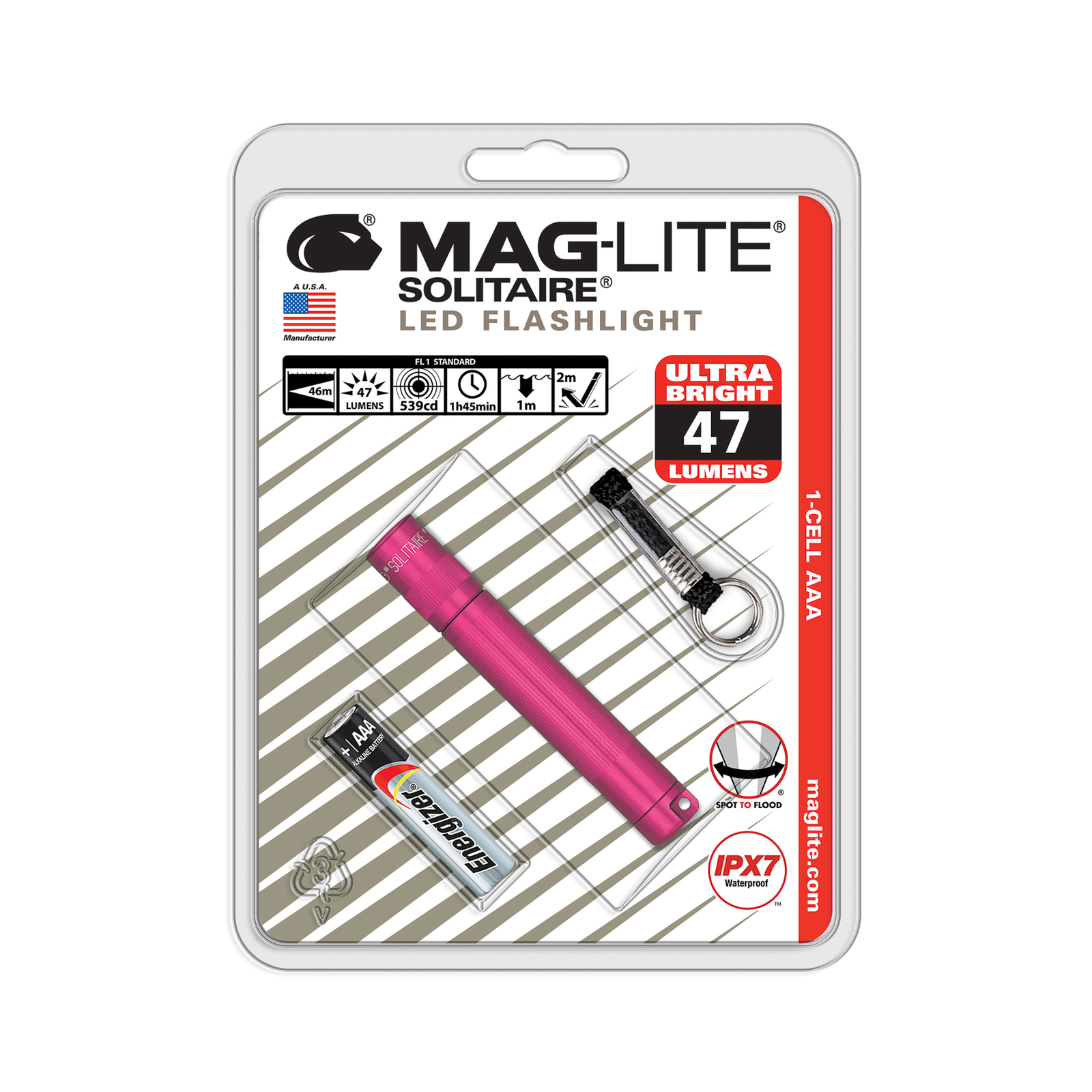 Maglite Solitaire LED torch, 1-Cell AAA, pink