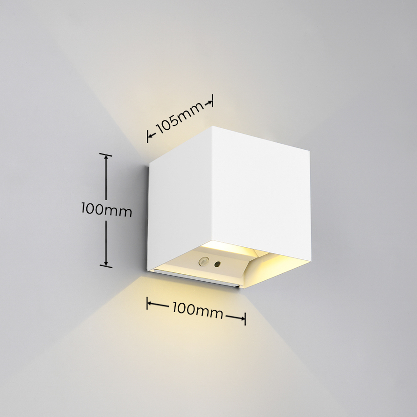 Applique d'extérieur LED rechargeable Talent, blanc, largeur 10 cm, capteur