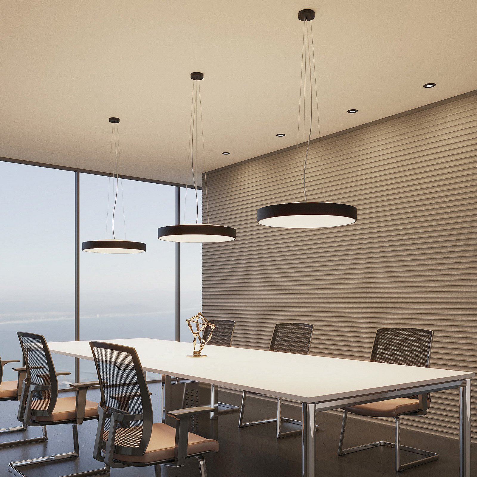 Arcchio Lampă suspendată LED Vanida negru Ø 60 cm sus/jos - Bucătărie - Modern - negru alb - Metal