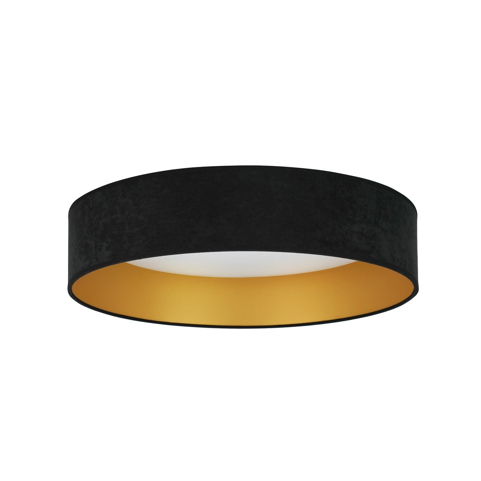 LED griestu gaismeklis Plafond, samts, melns/zelts, Ø 45 cm, 3 pakāpju