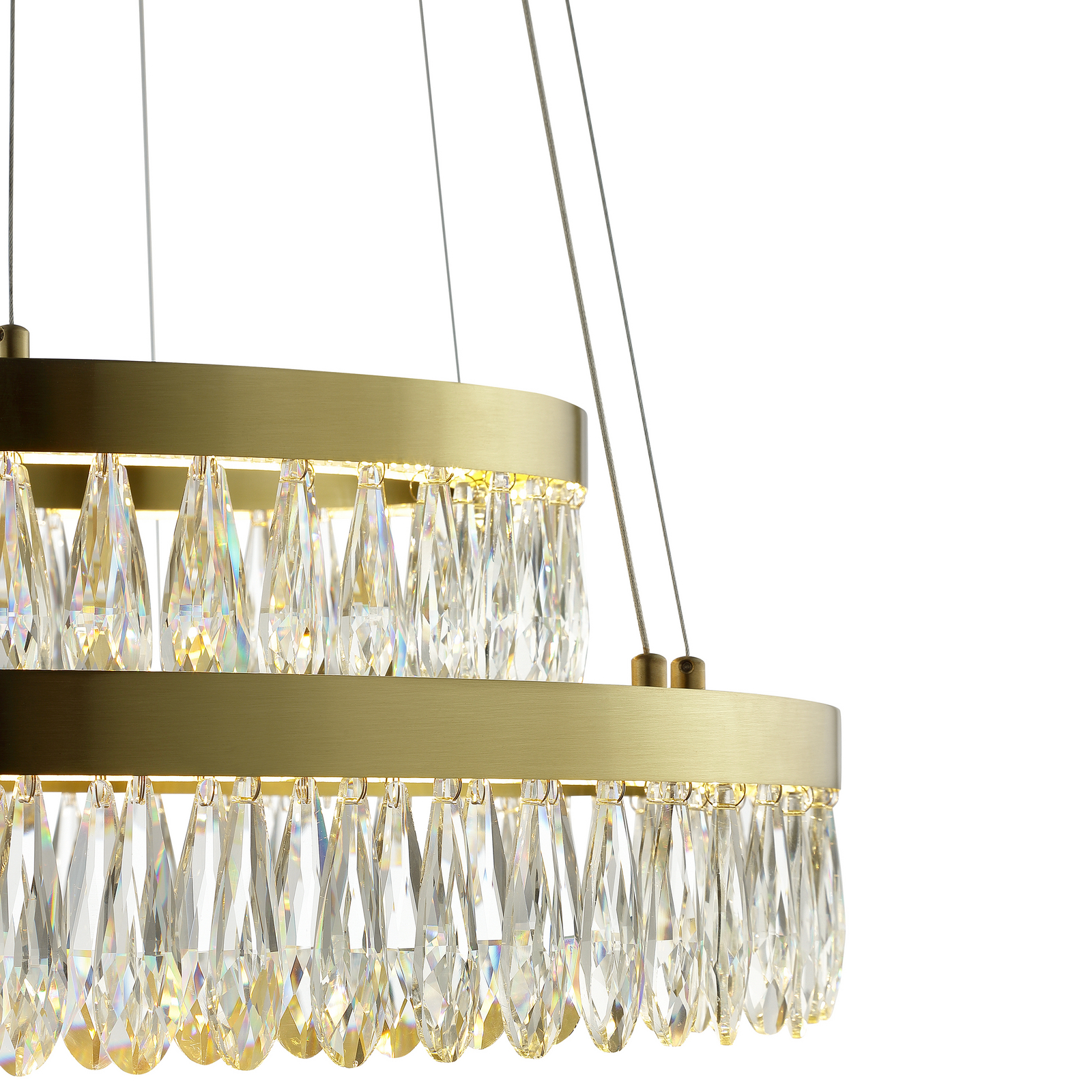 LED висяща лампа Celestia, Ø 60 cm, месингов цвят, кристал