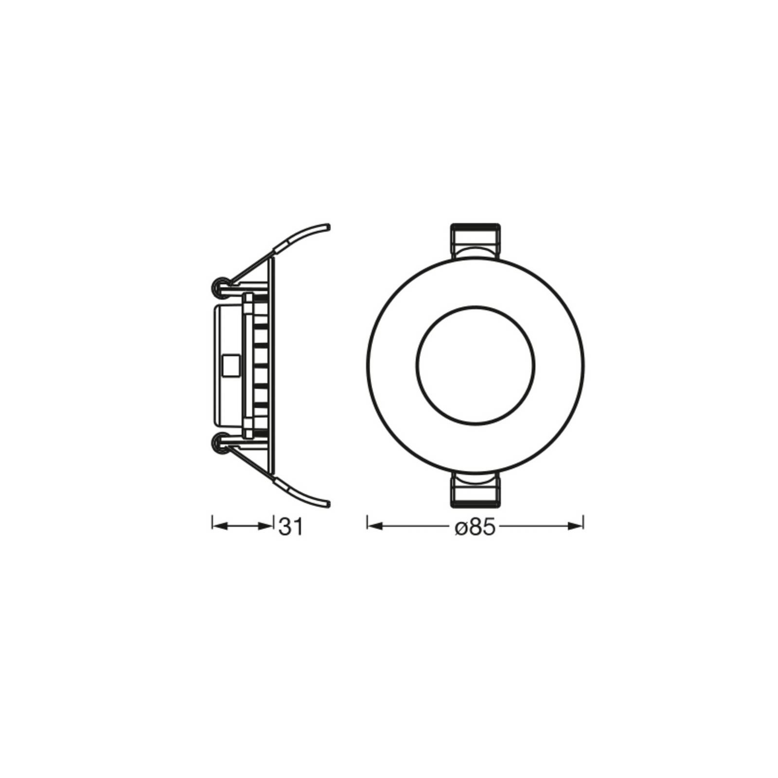 Wbudowana lampa sufitowa wpuszczana LED OSRAM SLIM, Ø 9 cm, 4000 K, biała