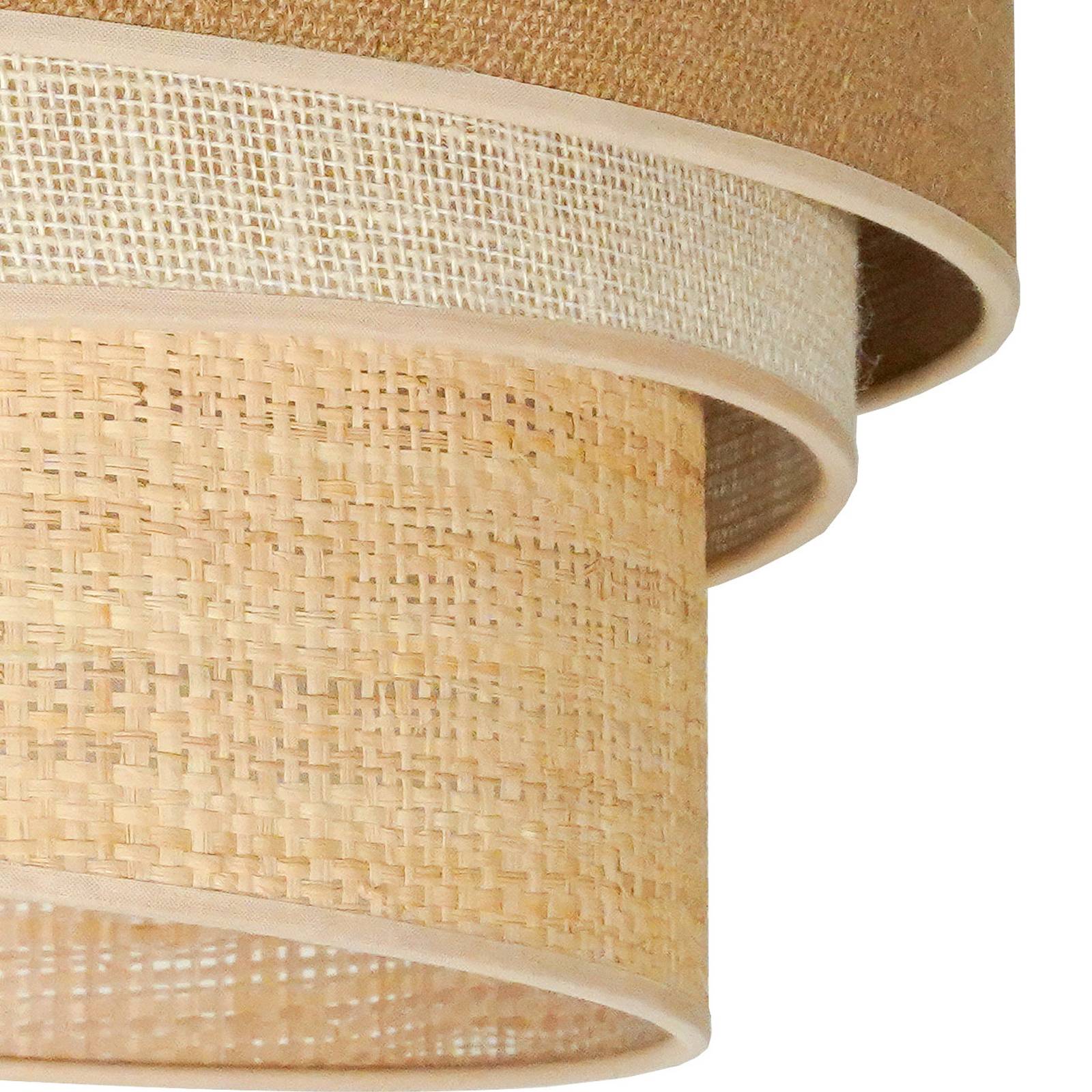 Lampa sufitowa Euluna Trio Jute, naturalny brąz/biały/rafia Ø 45 cm