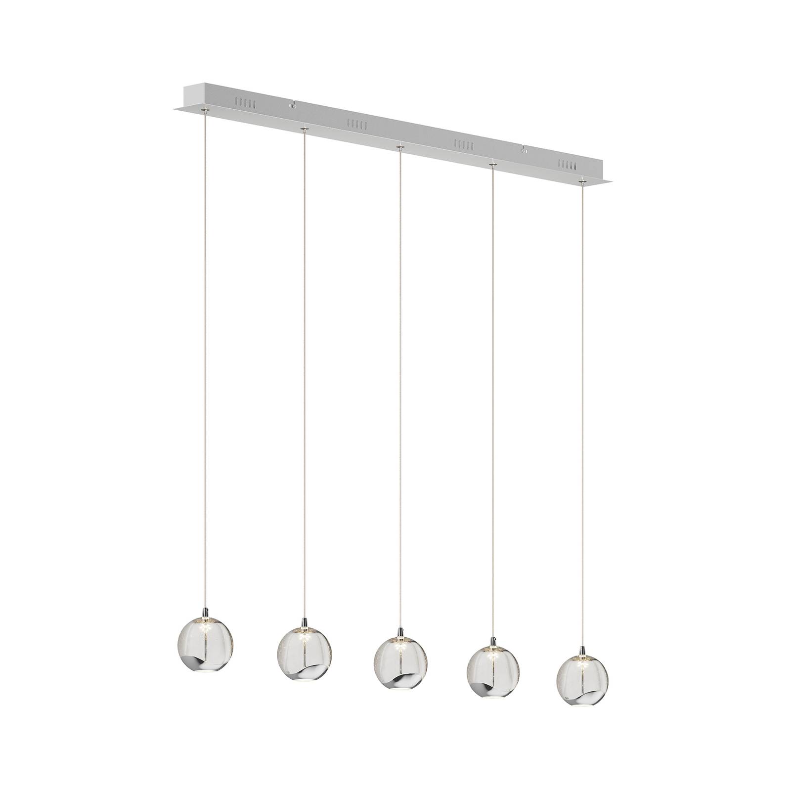 Suspension LED Hayley 5 lampes allongé chromé