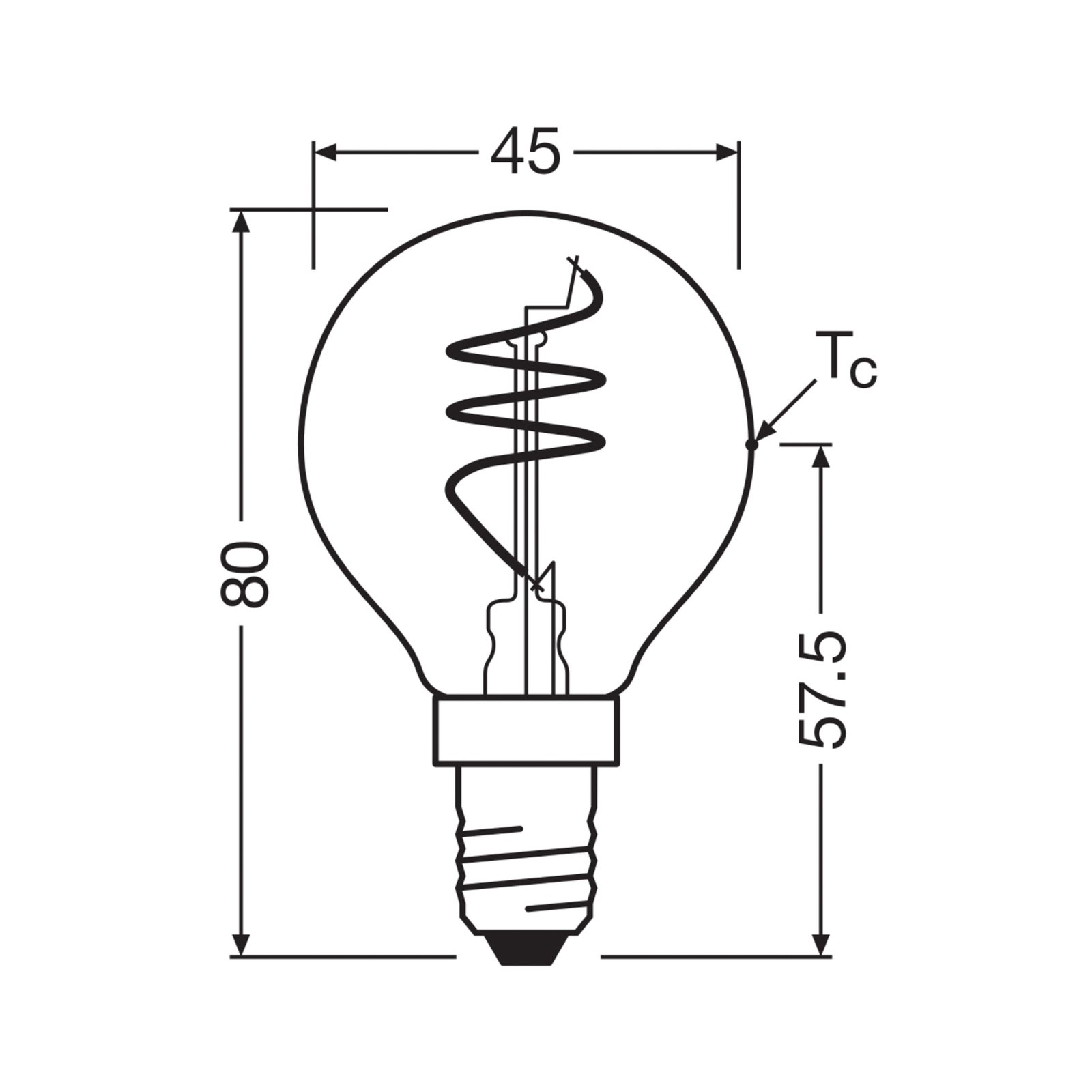 OSRAM LED Vintage P40 E14 4,6W 927 Spiral Filament clear dim