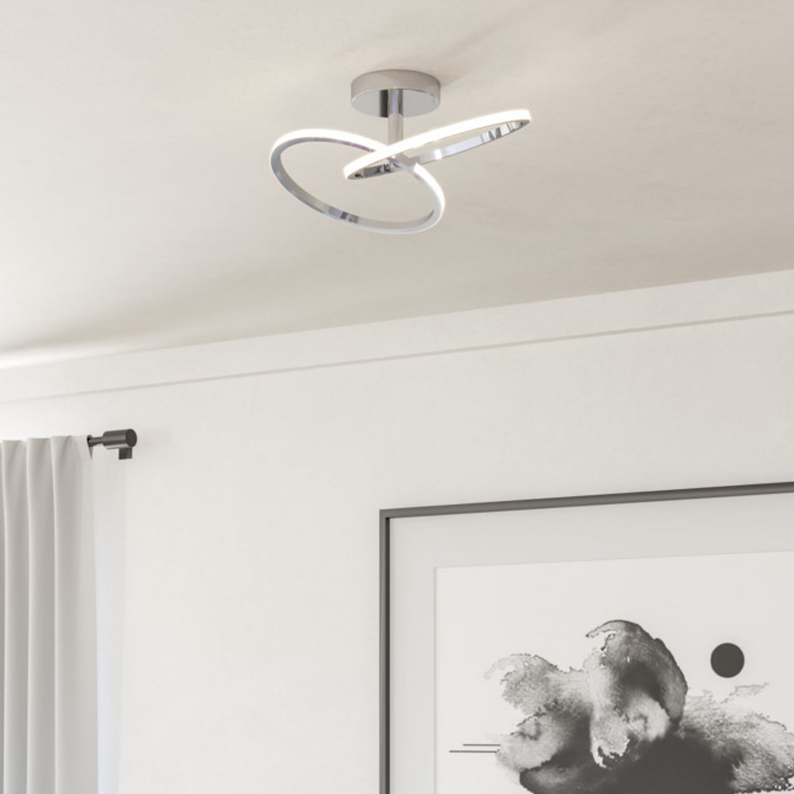 EGLO CONGIUNTI LED ceiling lamp, chrome-coloured, 47 x 28 cm, CCT
