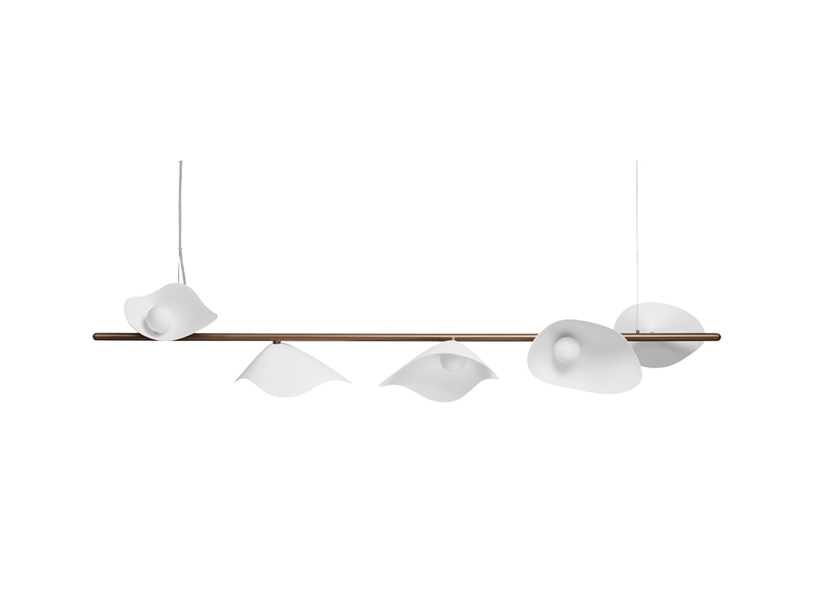 Florii 5 LED-Pendellampe, bronze/weiß, Länge 120 cm Nuura Aps – Esszimmer – Skandinavisch – Metall – Mehrflammig