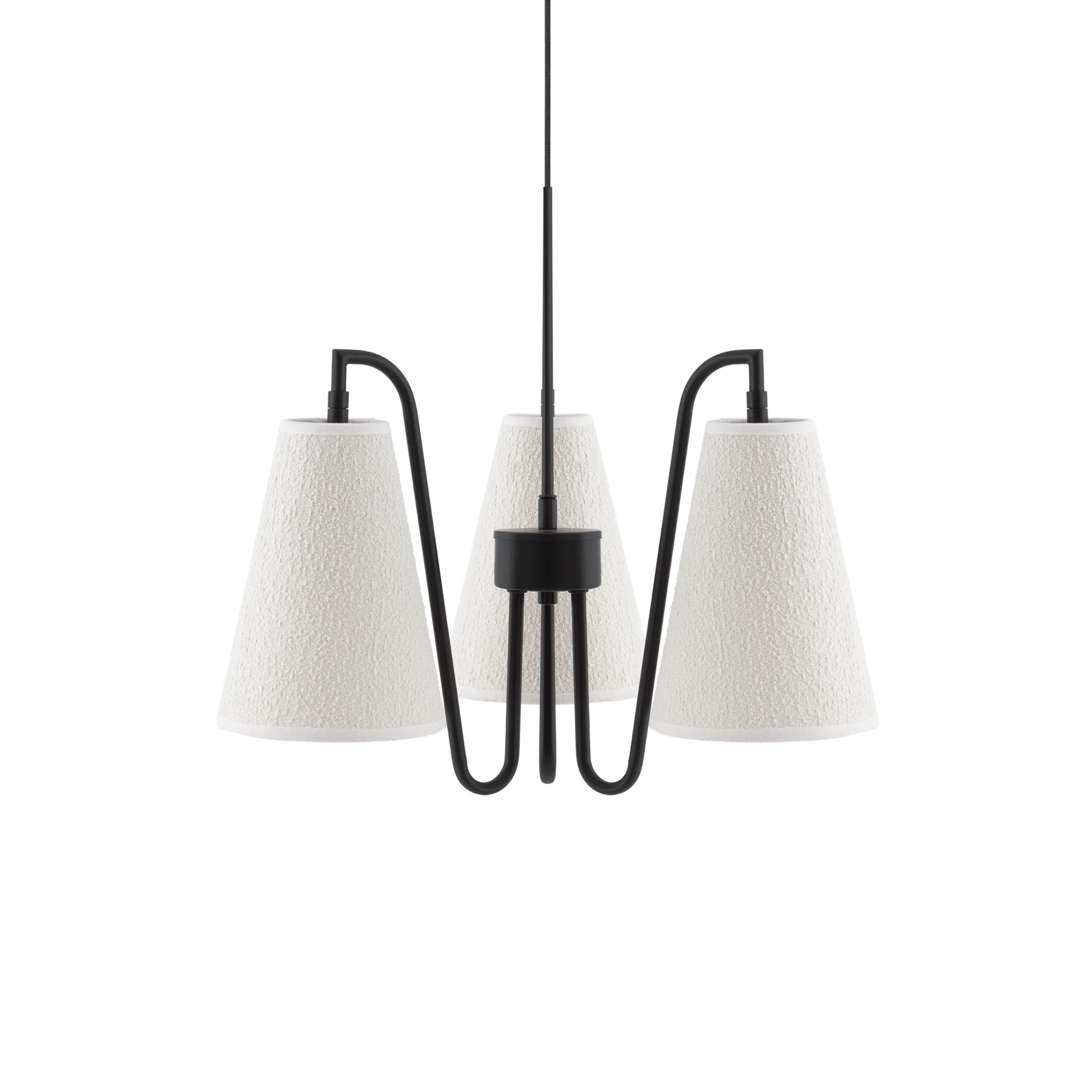 Suspension Lou, tissu blanc bouclé/noir - Globen Lighting