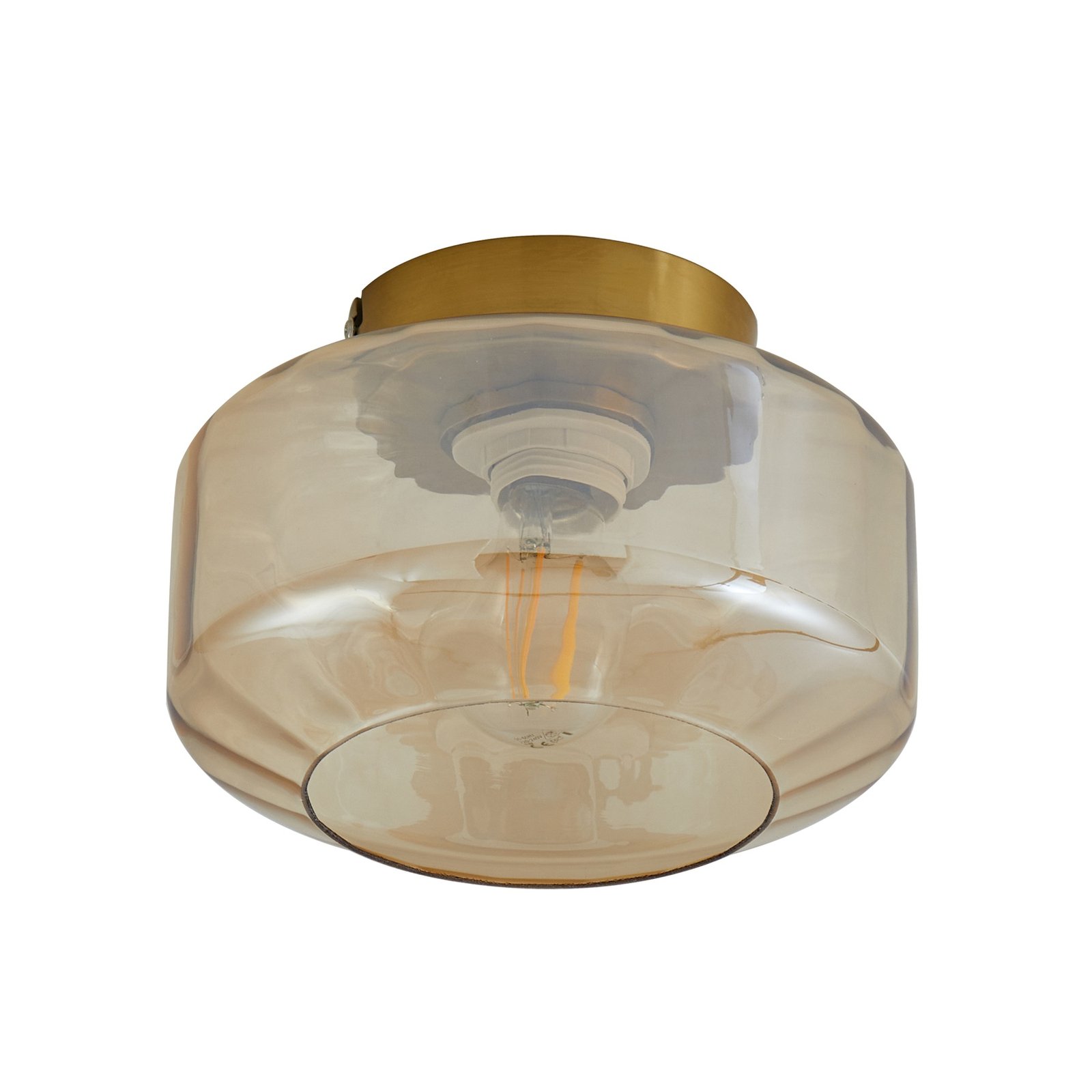 Lindby ceiling light Hildur, amber, glass, Ø 22 cm