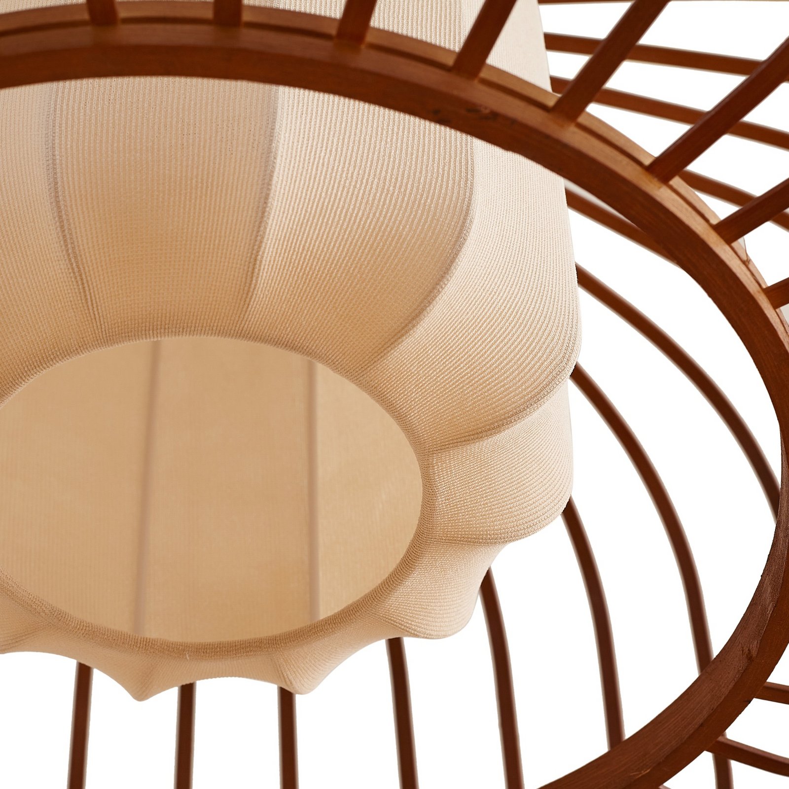 Lindby Davella pendant light, Ø 50 cm, bamboo, textile