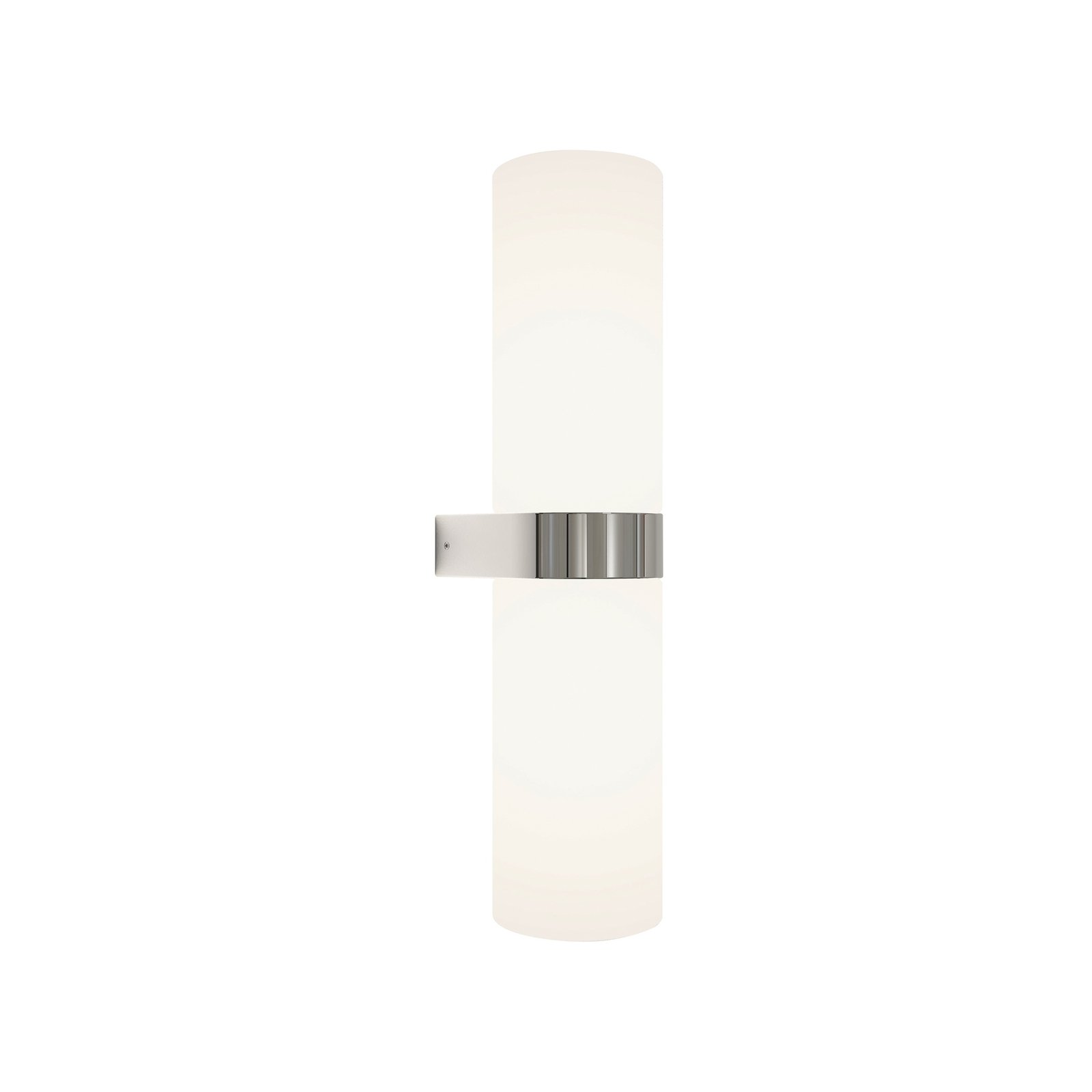 Lucande Basolo bathroom wall light, chrome-coloured, glass, 31.5 cm