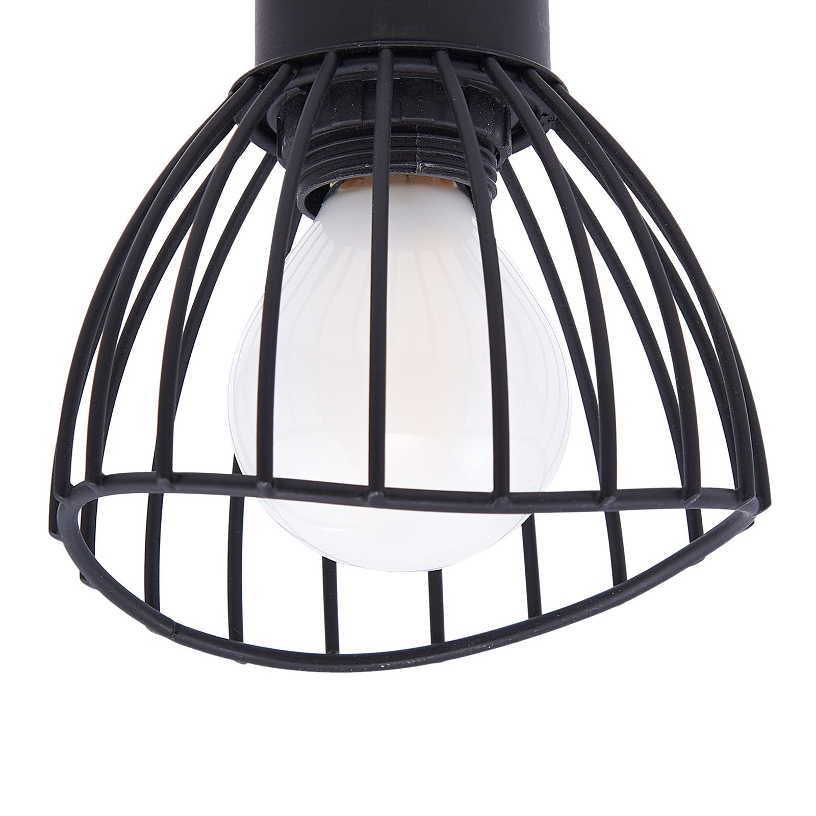 Lindby plafonnier Piena, noir, 6 lampes, métal, 150cm