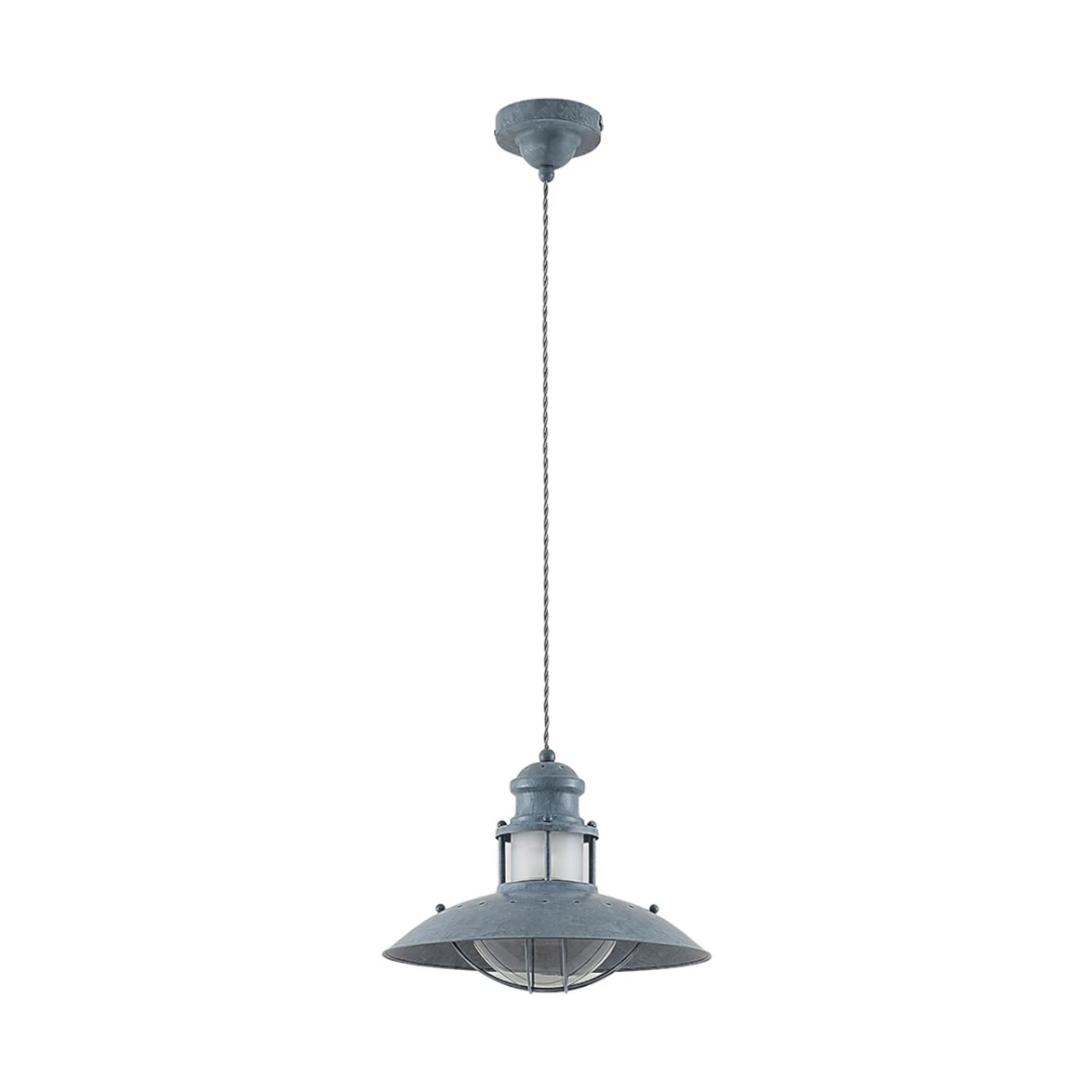 Lindby Louisanne piekaramā lampa, Ø35cm, pelēkzaļa, metāls, stikls