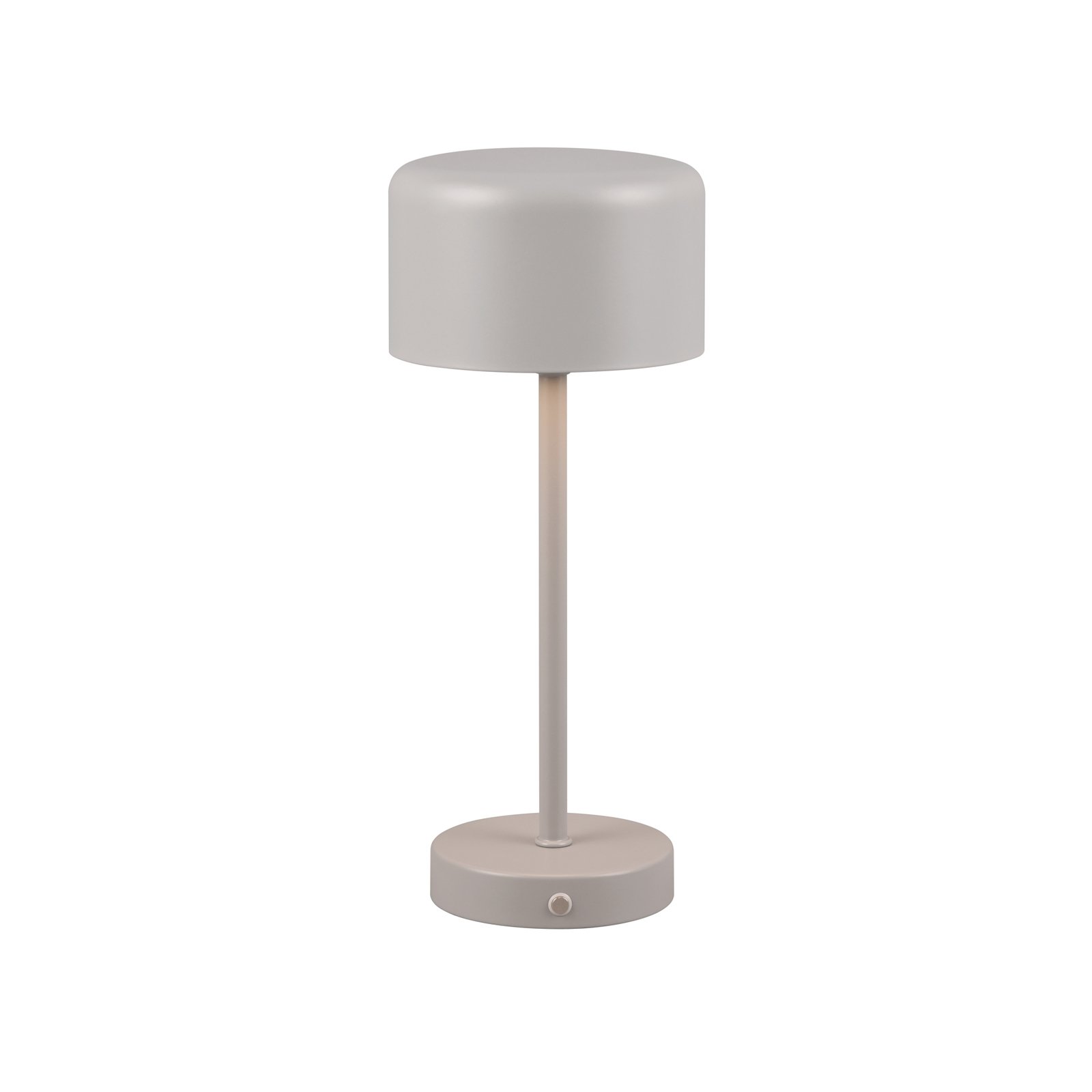 Lampe de table LED rechargeable Jeff, gris, hauteur 30 cm, métal