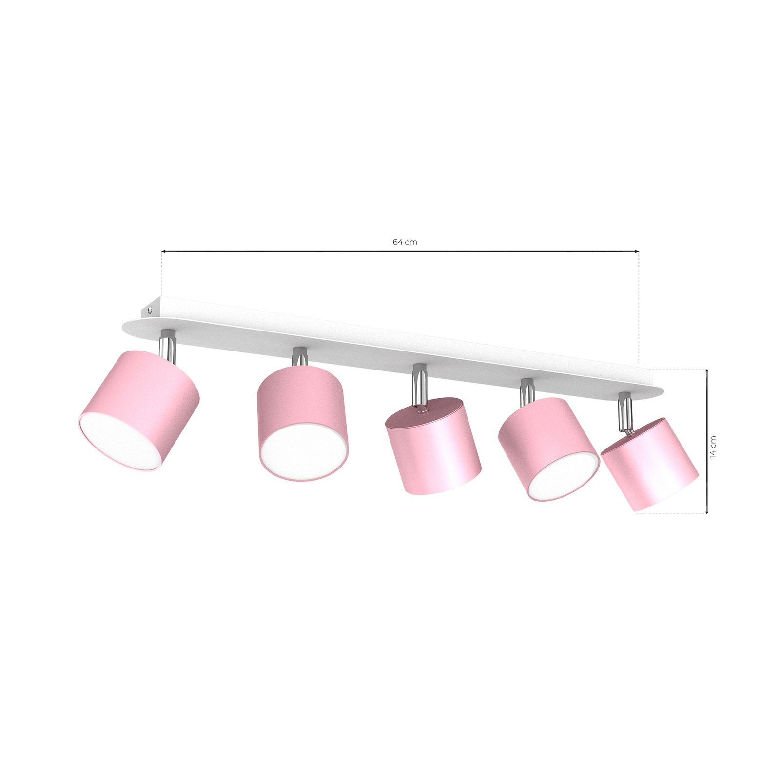 Cloudy loftspot, 5 lyskilder, rosa