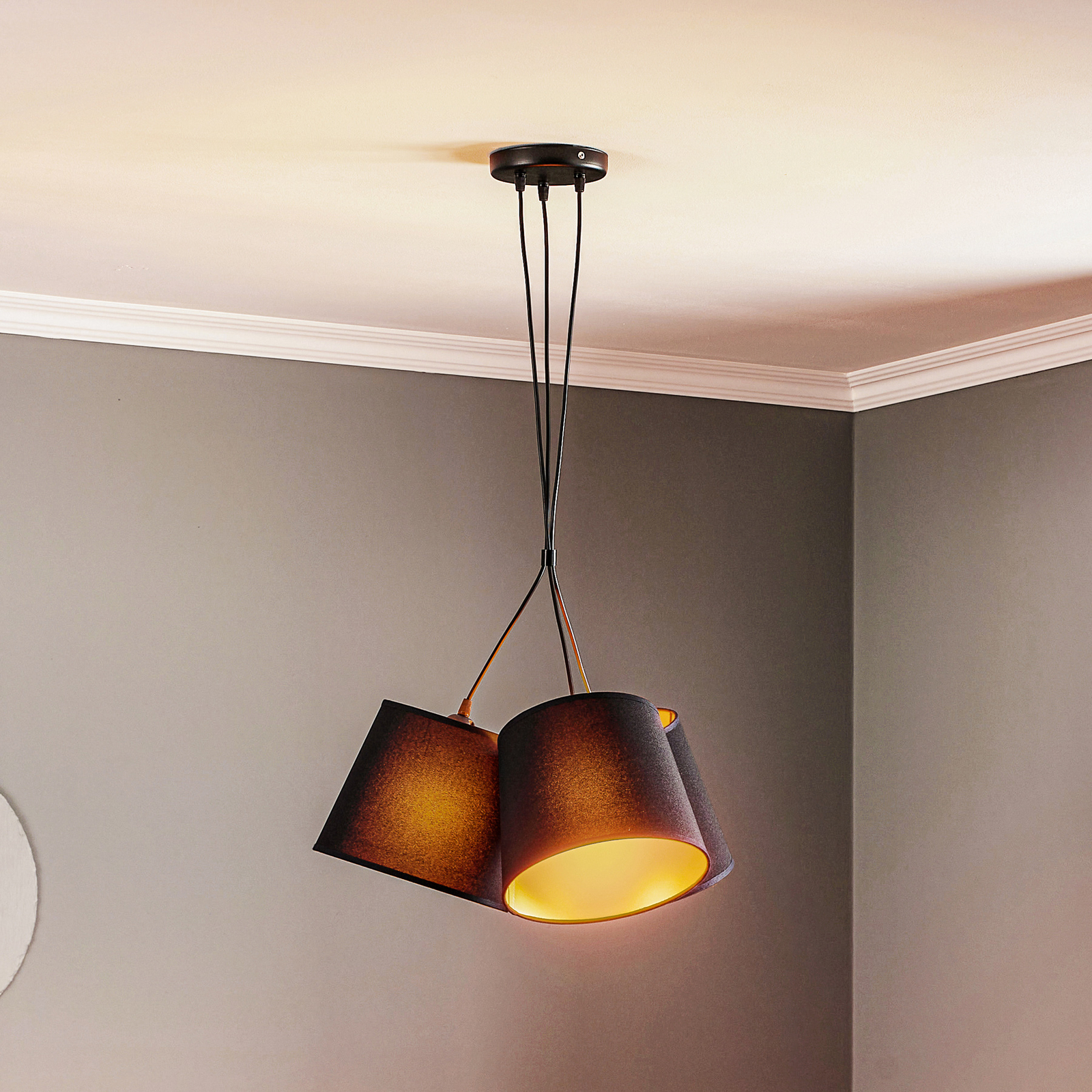 Lampada sospensione Twiggy, 3 luci, nero