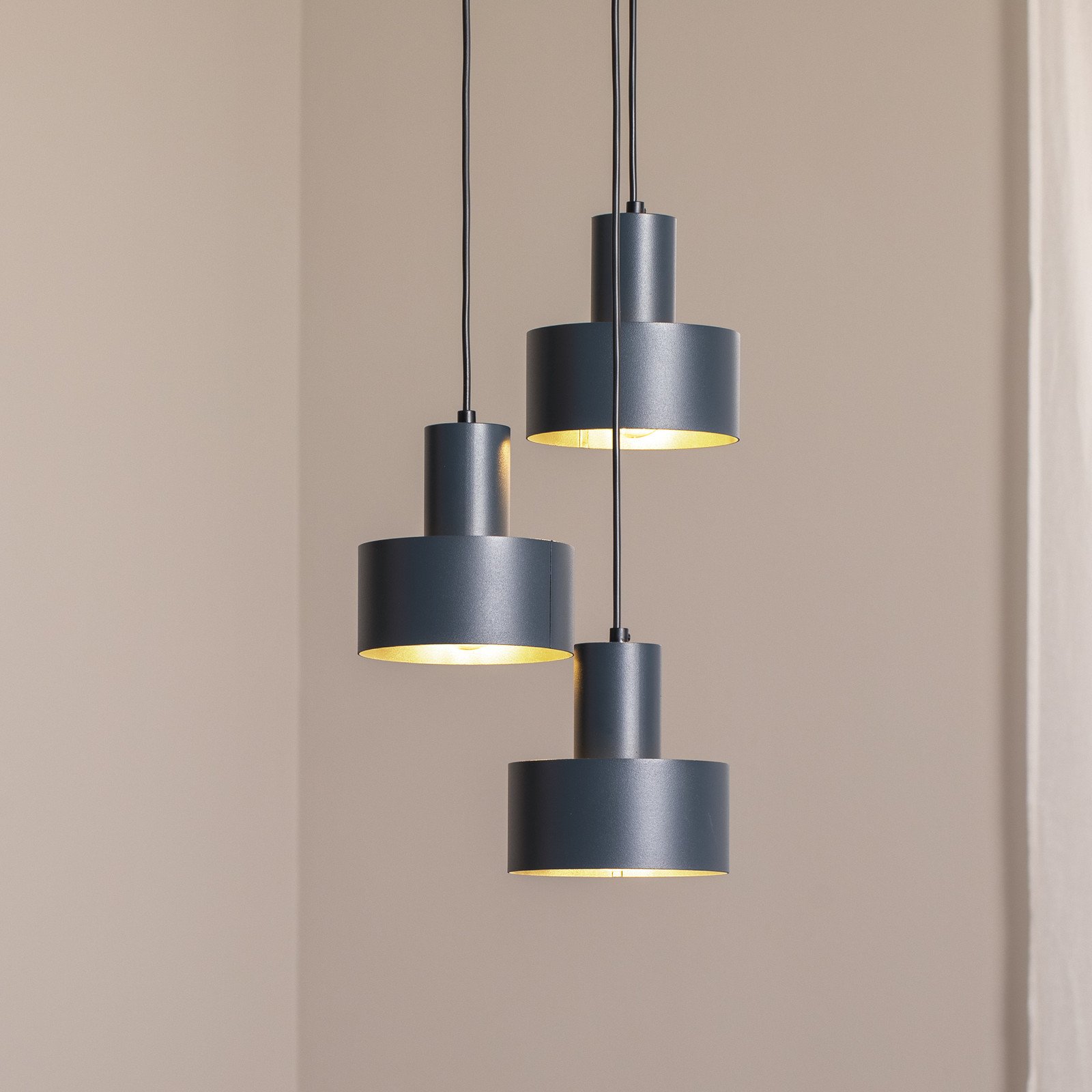 SIGMA Lampă suspendată Rif 3 antracit rotundă 3 becuri Ø 33 cm - Camera de zi / sufragerie - Modern - Metal