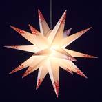 Estrela ornamental para exterior - 18 pontas branco-vermelho
