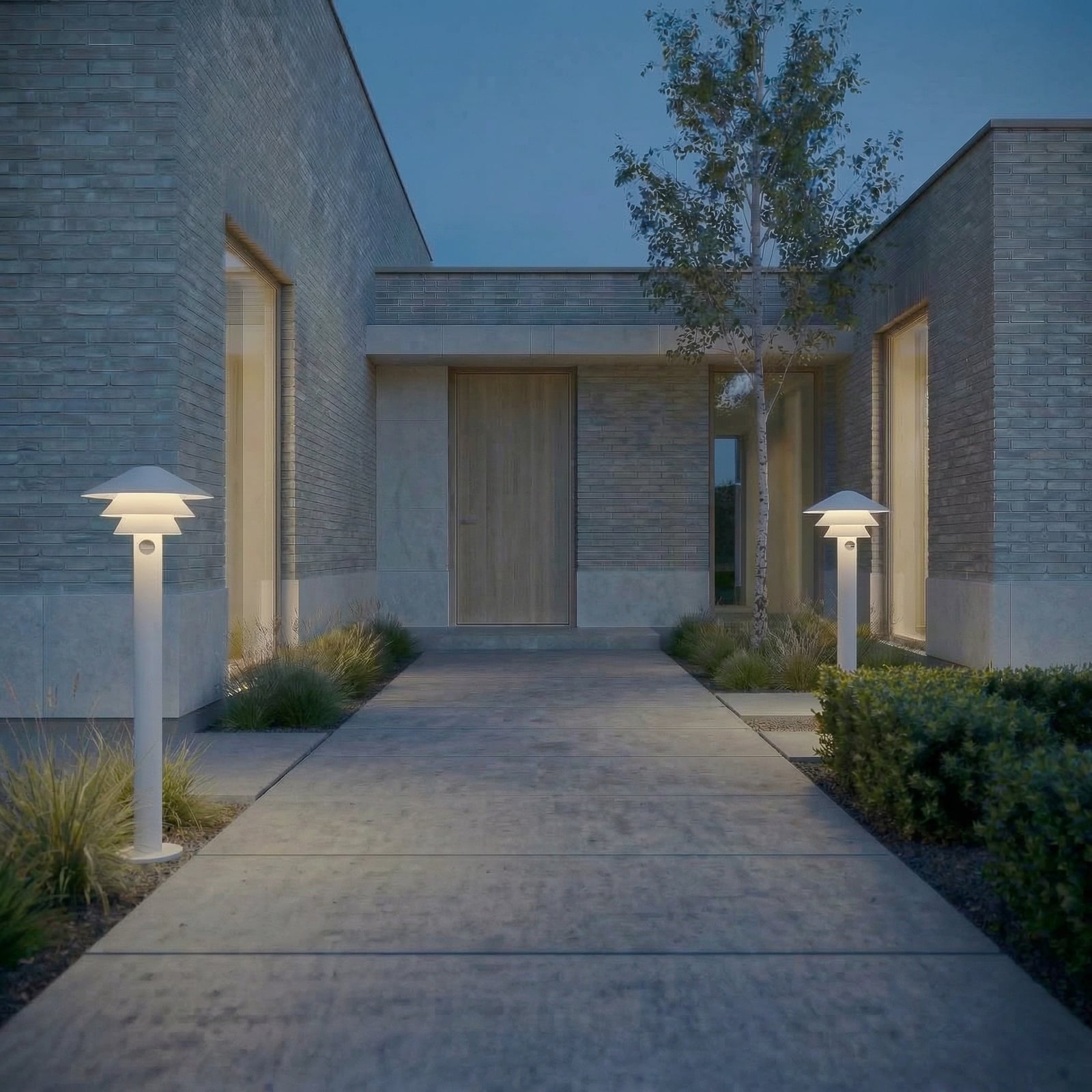 Montaro LED-Wegeleuchte, weiß, 110 cm, Sensor, Aluminium, IP54 - Lucande