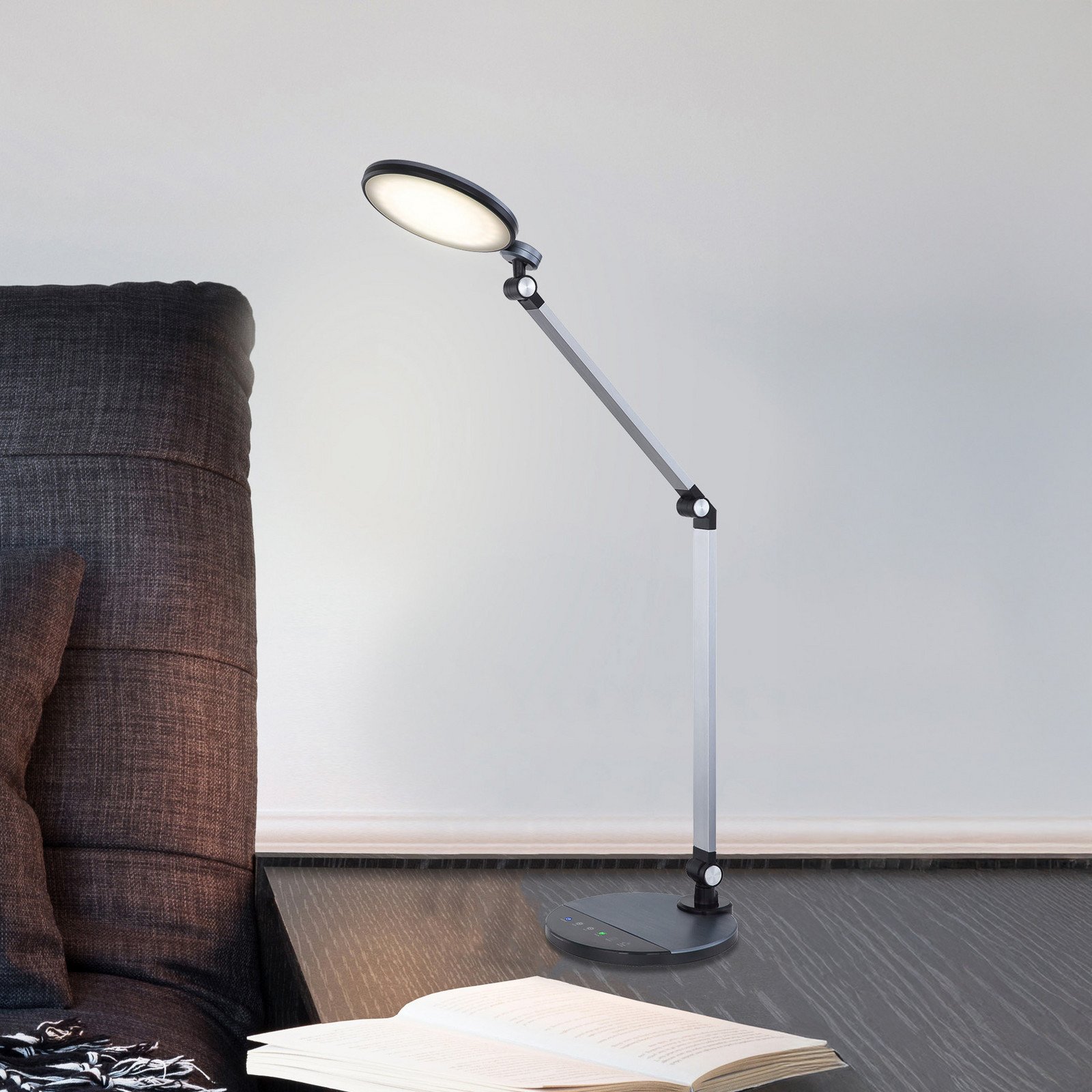 Globo Lampa de birou LED Konsti înălțime 90 cm negru metal - Studiu / Birou - Modern - negru satinat - Aluminiu