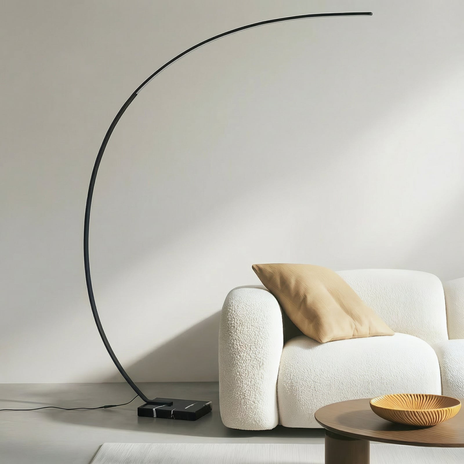 Lindby LED Lampadaire arqué Kendra, noir, aluminium, hauteur 180cm