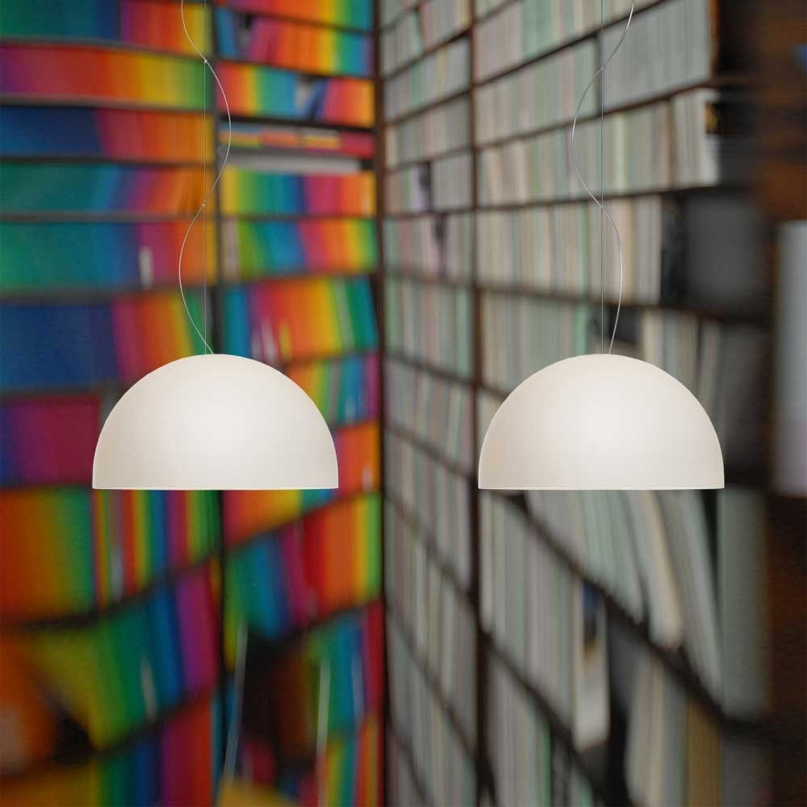 Casablanca Double bulb pendant light BOWL 26 cm, for Living / Dining Room, hand-blown glass, brushed aluminium, E27, 105 W, energy efficiency: A++, H: 14 cm