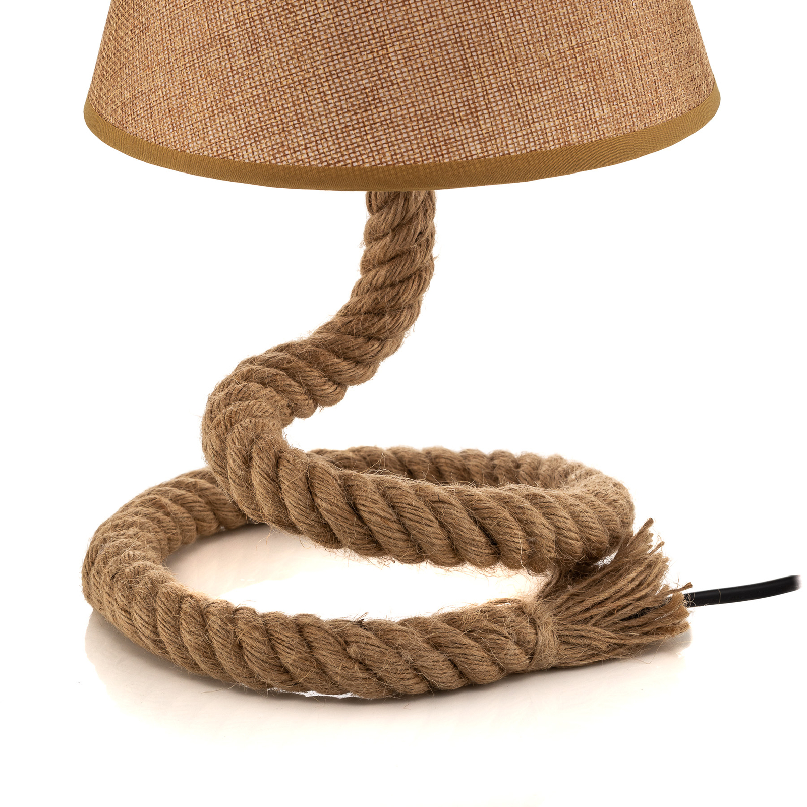 Mauli asztali lámpa kötélből és szövetből készült