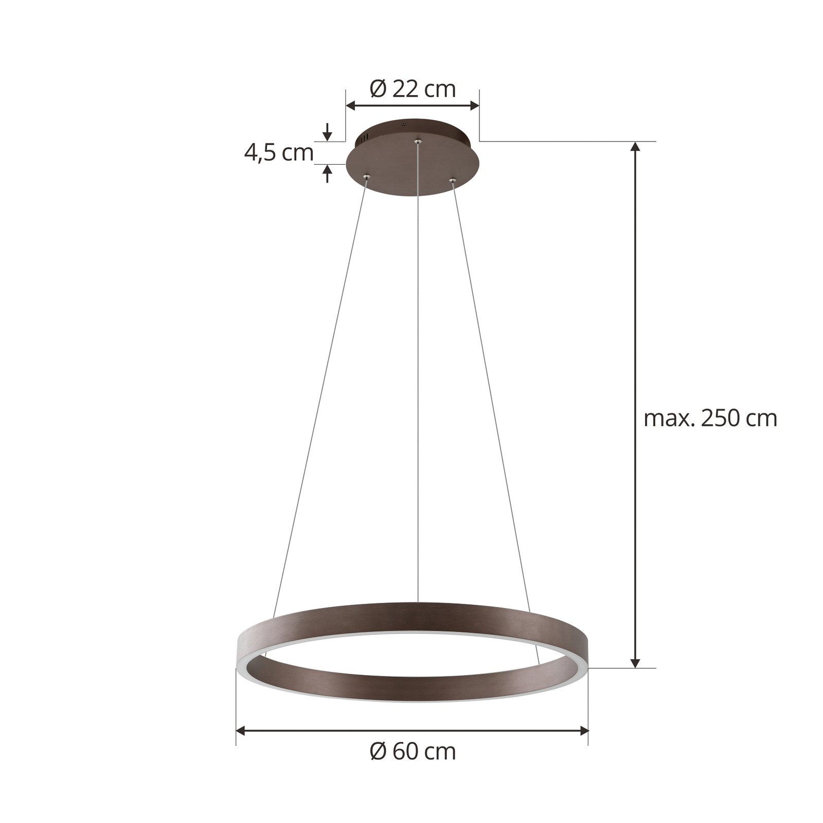 Lucande Smart LED pendant light Yonam, coffee, 1-bulb, Tuya