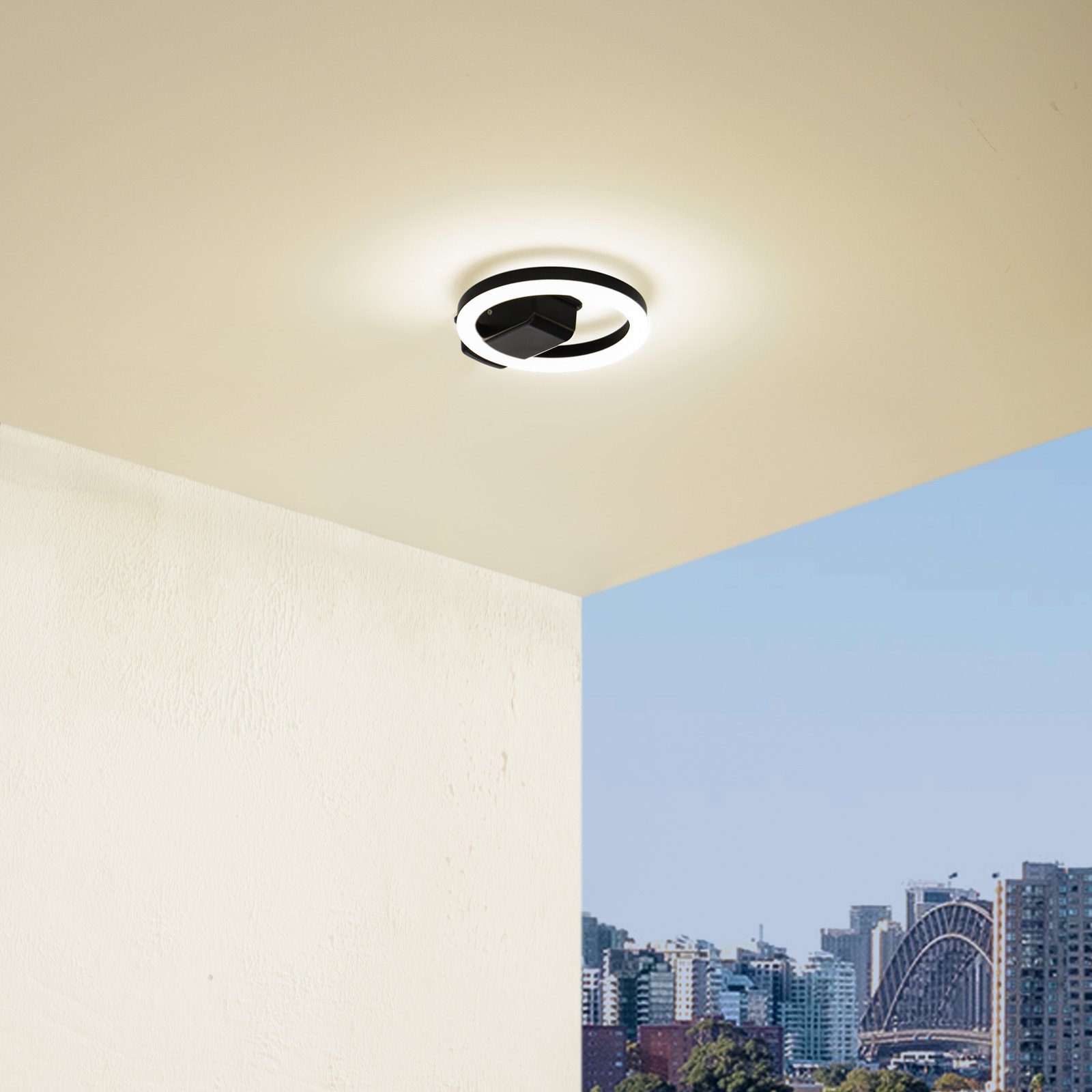 Lindby LED outdoor ceiling light Finian, Ø 22 cm, CCT, dimmable